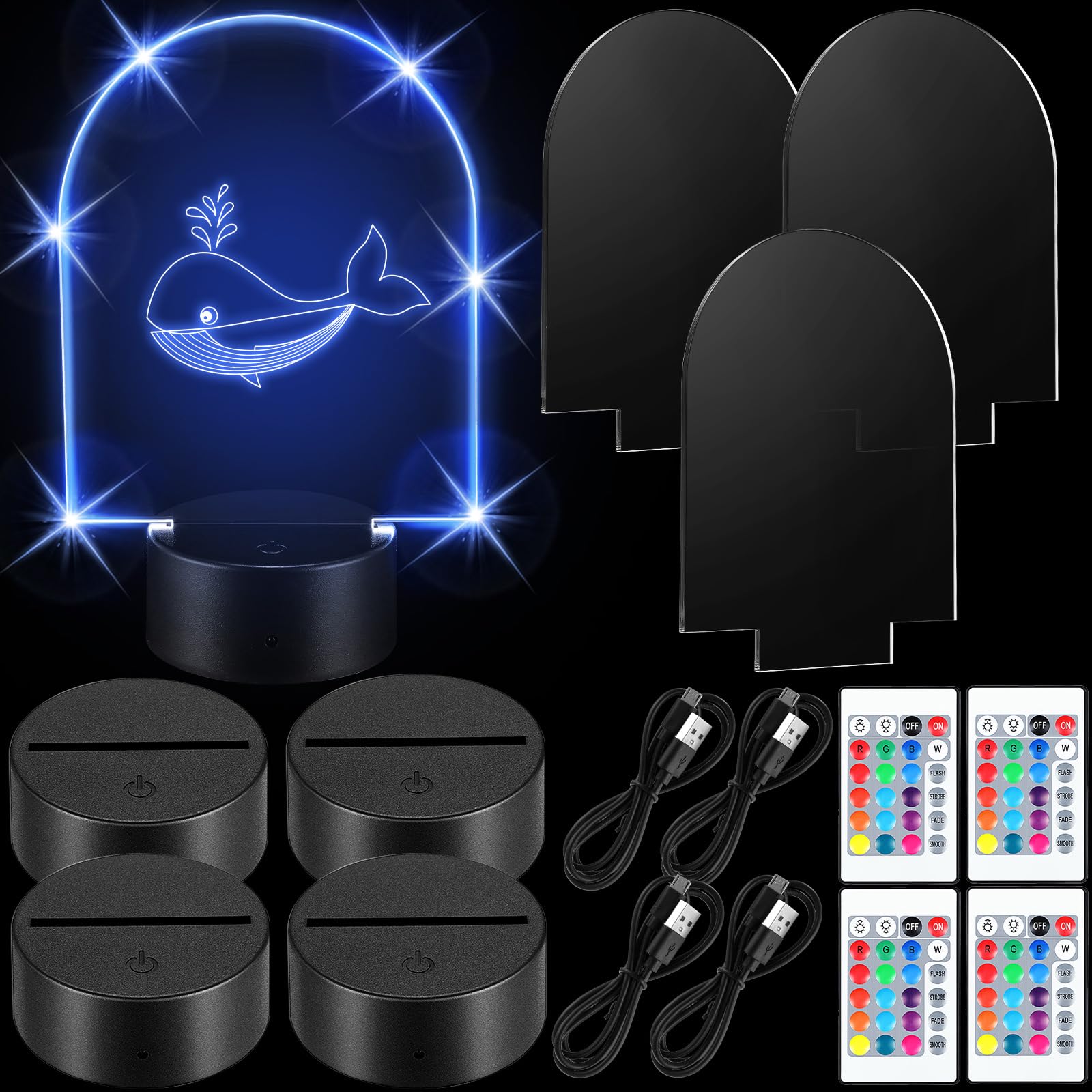 Honoson 3D Night Light LED Lamp with Remote, 16 Colors, 4 Modes, Arch Style, Multicolor, Model DE-Honoson-4808