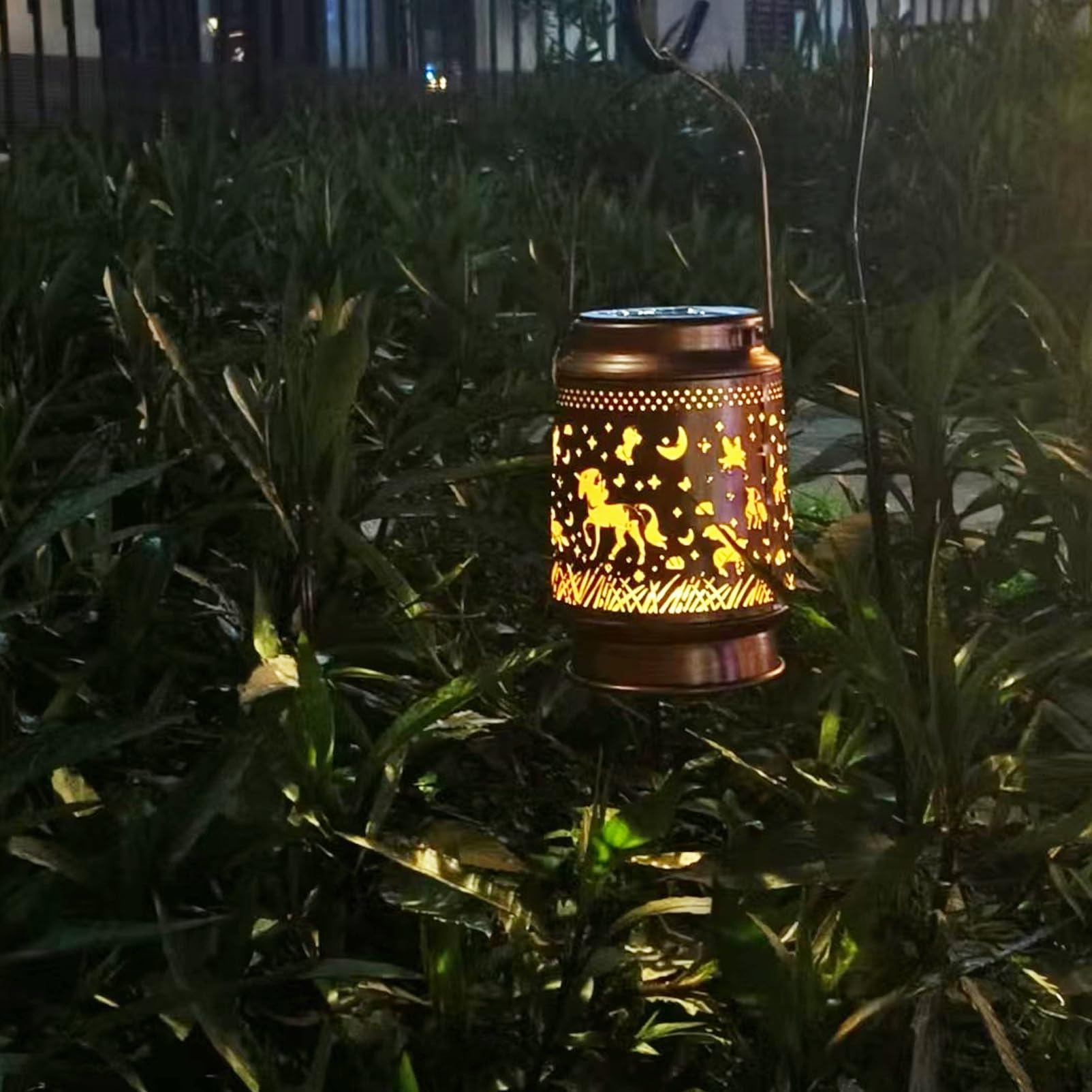 Xugenxes Unicorn Solar Light - Waterproof Metal Lantern for Outdoor Garden, Lawn, Path, Courtyard - LED Decoration (Model 1)
