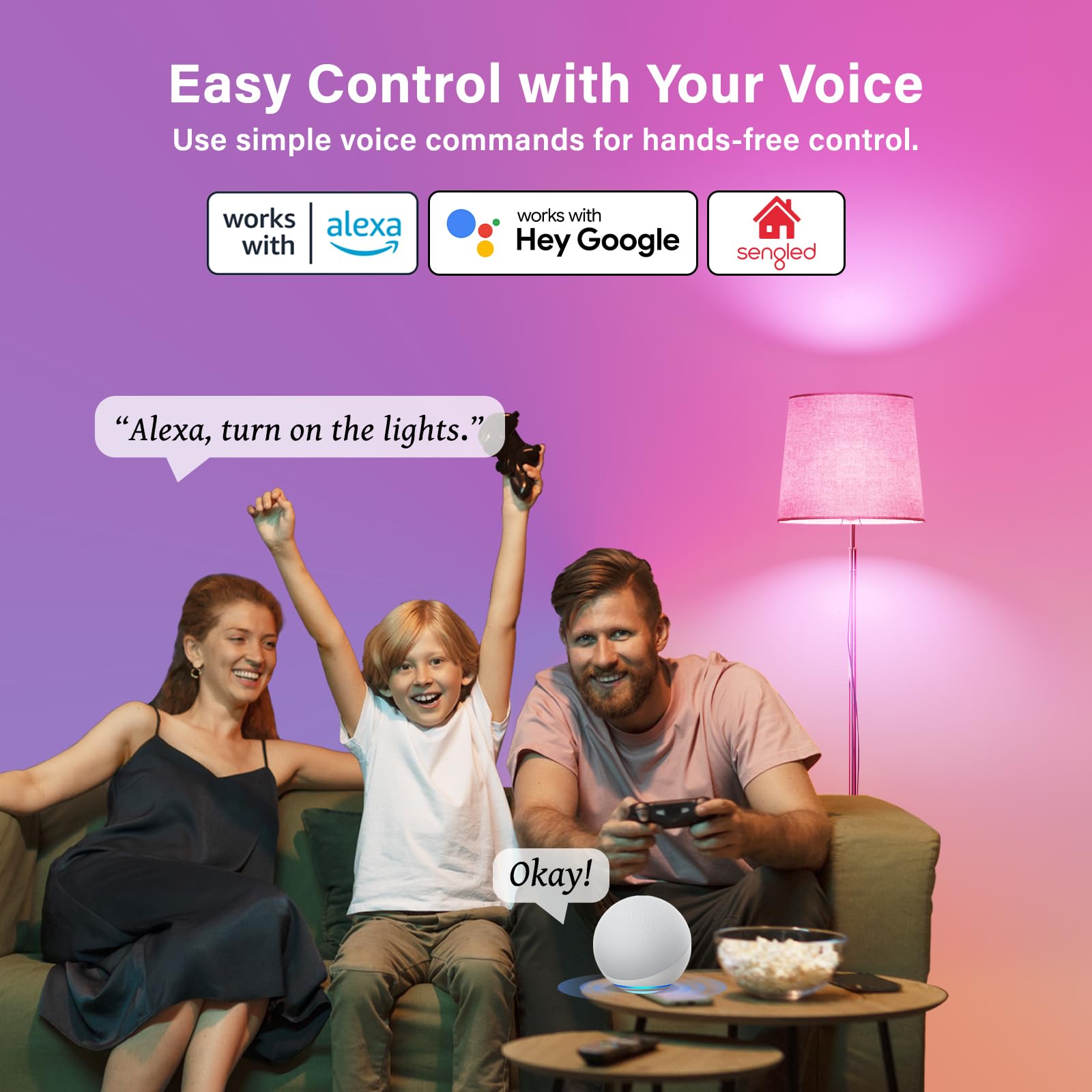 Sengled Smart Light Bulbs, 60W Equivalent, Dimmable Color Changing LED, 4 Pack, Wi-Fi & Bluetooth, Compatible with Alexa & Google Assistant