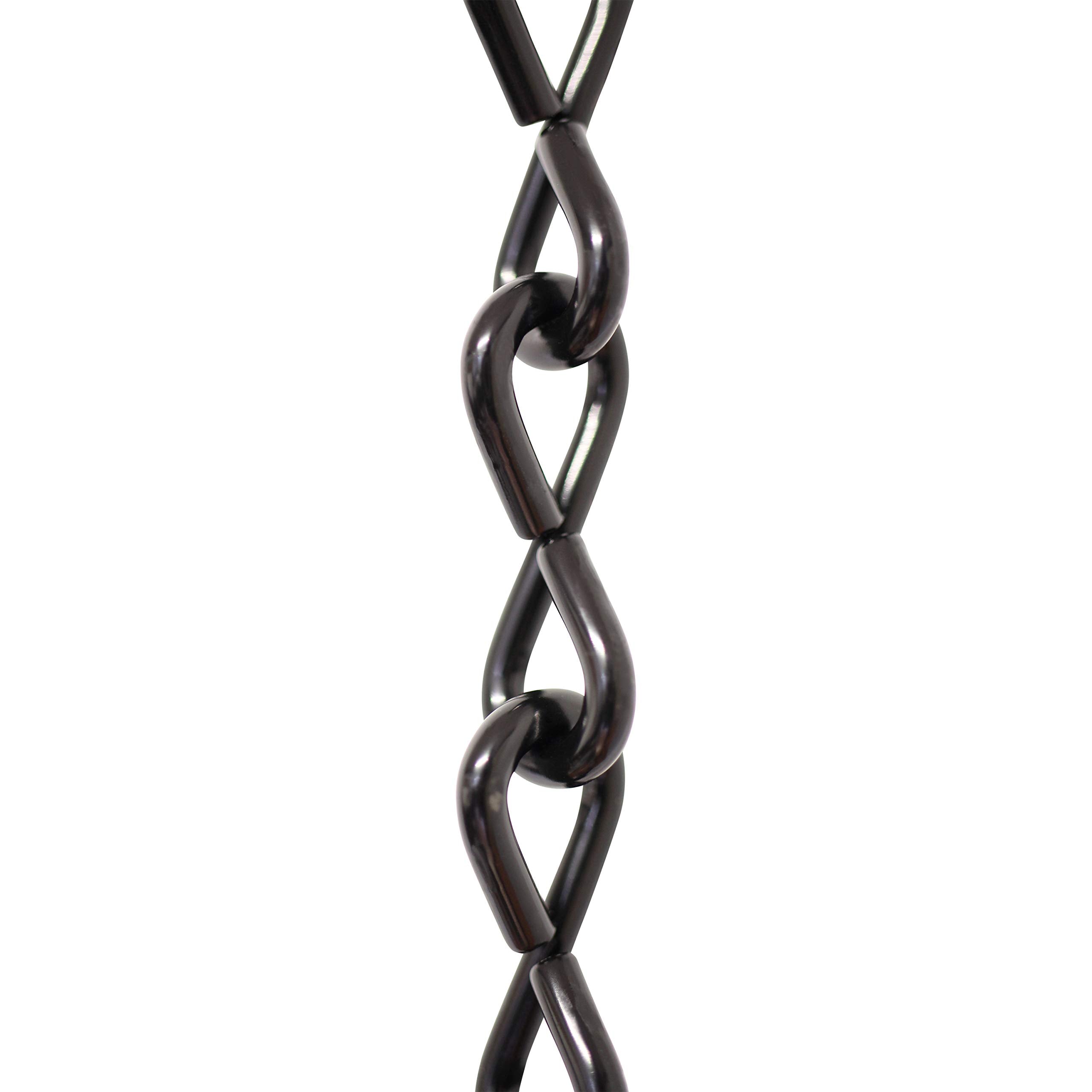 RCH Hardware CH-S50-12-BLK-3 | 10 Gauge Decorative Solid Steel Single Jack Fixture Chain | 3 Foot Increments | Black Finish