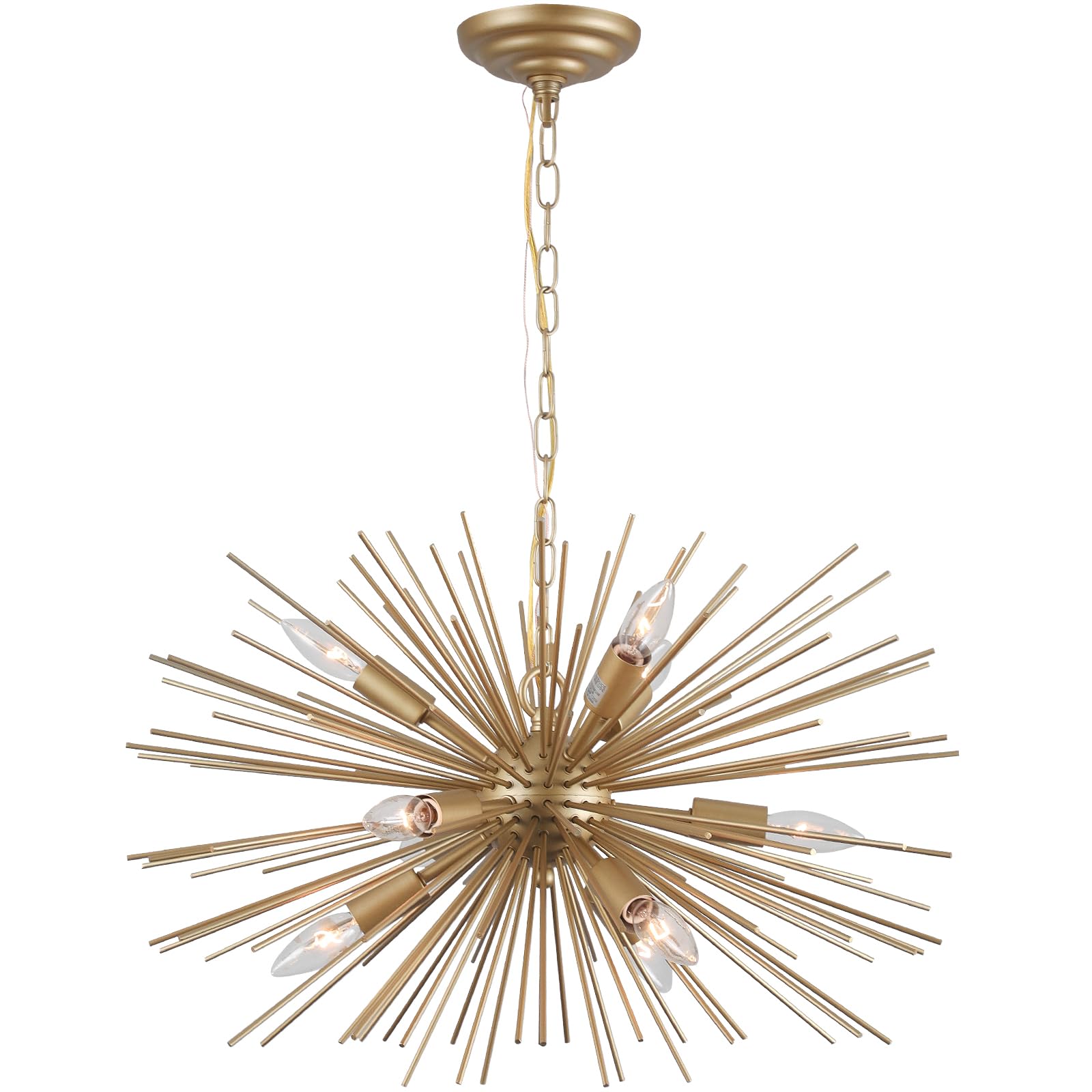 Cawabien Modern Starburst Chandelier:9 Lights Gold Sputnik Light Fixture For Dining Room Living Room,Bedroom, Kitchen Room, Entr