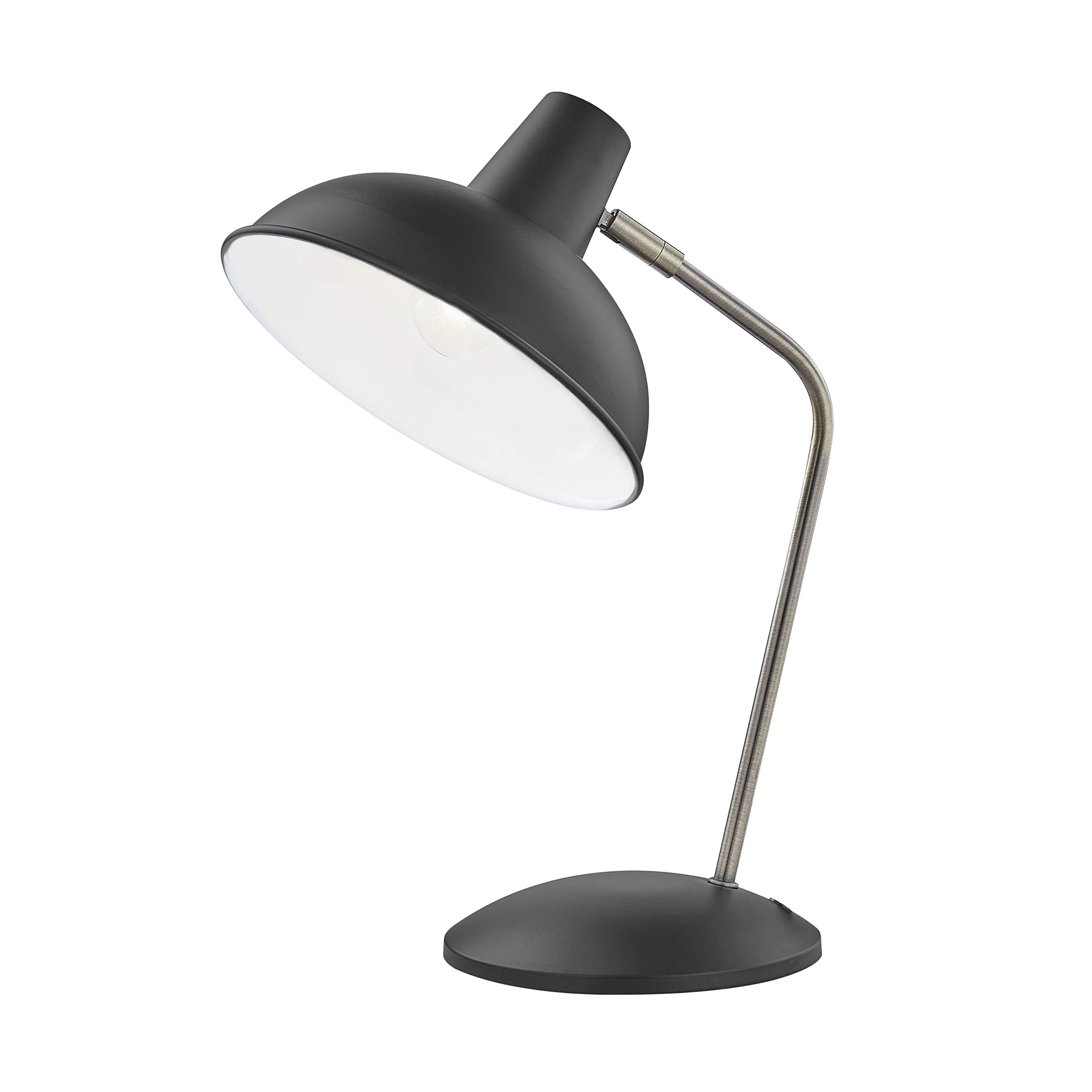 Light Society LS-T261-BK Retro Desk Lamp, Black Iron with Antique Brass, Mid Century Modern Style