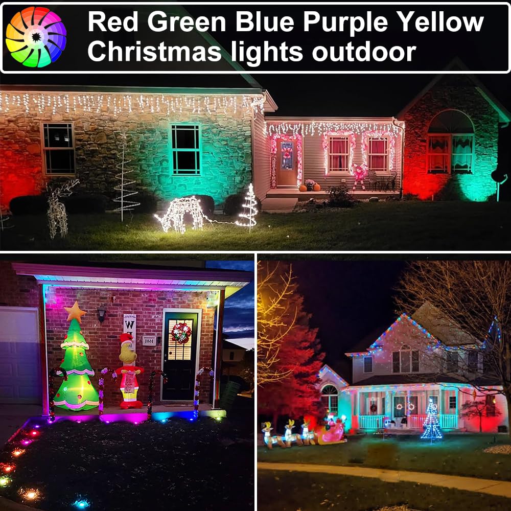 YEMKJFC RGB Outdoor Spotlight - 24W Color Changing Landscape Light, 120V Waterproof, 12 Colors, 19 Modes, 4 Pack