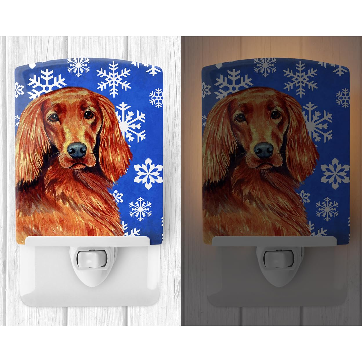 Carolines Treasures Ceramic Night Light, Irish Setter, 6x4x3in, Model LH9299CNL, UL-Certified for Bedroom, Bathroom, Nursery, Multicolor