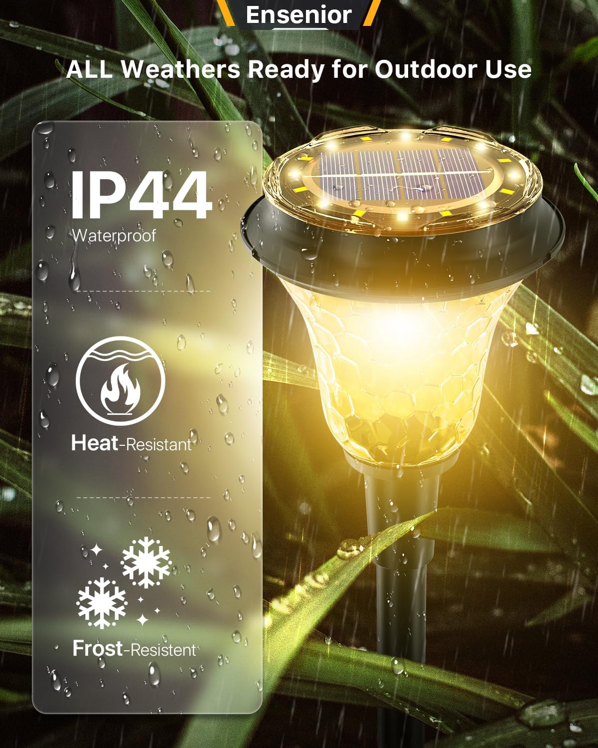 Ensenior 2CCT Solar Lights Outdoor Waterproof 6 Pack, 3000K/6000K Selectable, LED Solar Landscape Up and Down Lighting for Outdo