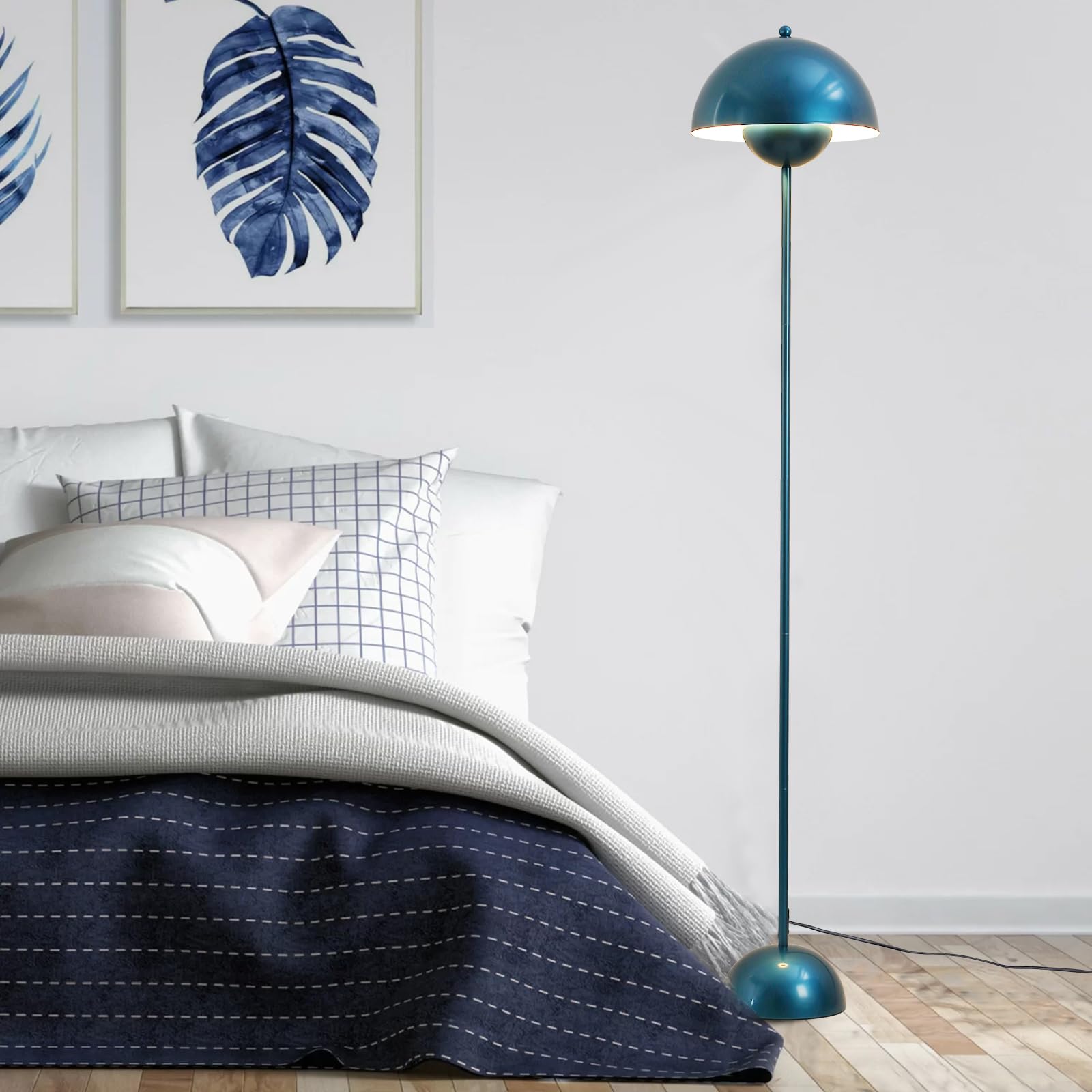 COSYLUX Modern Floor Lamp - Industrial Metal Shade, Tall Standing Design, Pearl Gentian Blue, Ideal for Living Room, Bedroom, Office