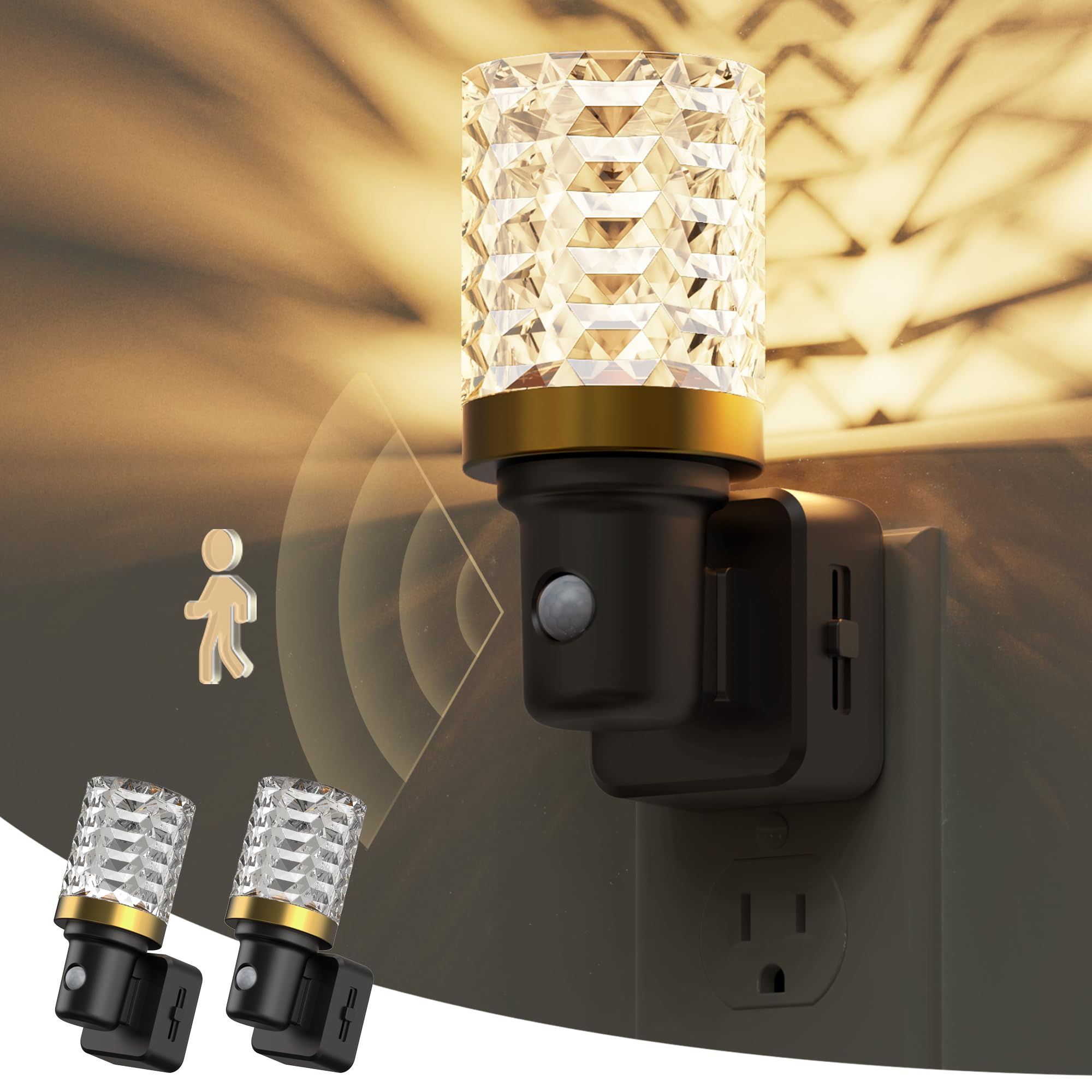 L Lohas Led Motion Sensor Night Light, 2 Pack Motion Activated Night Lights Plug Into Wall, Dimmable Modern Nightlight 0-100Lm,