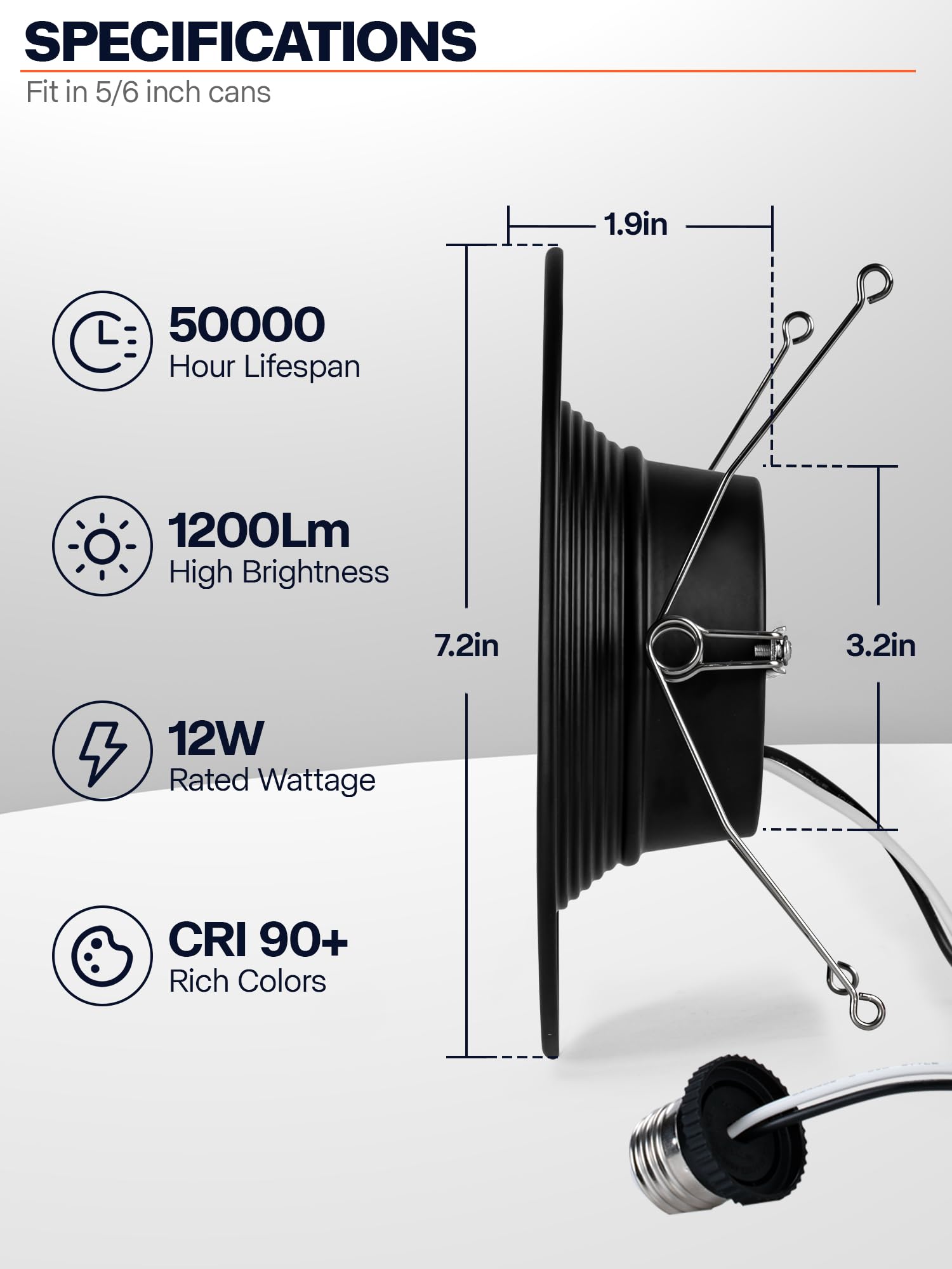 12 Pack 5/6 Inch Black Led Can Lights Retrofit Recessed Lighting, 5Cct 6 Inch Recessed Lights Selectable 2700K-6000K Dimmable, 1