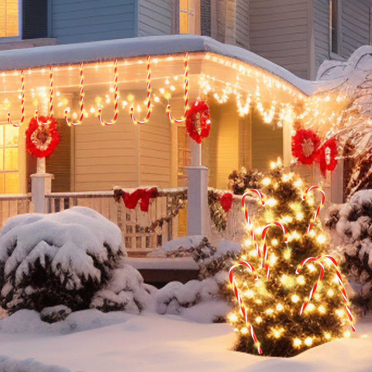 Quimoy 12Pcs Candy Cane Lights  21 Solar Christmas Decorations Outdoor  Candy Cane Pathway Lights With 8 Lightingmodes  Waterproof Christmas Yard Decorations For Lawn Driveway Walkway Sidewalk