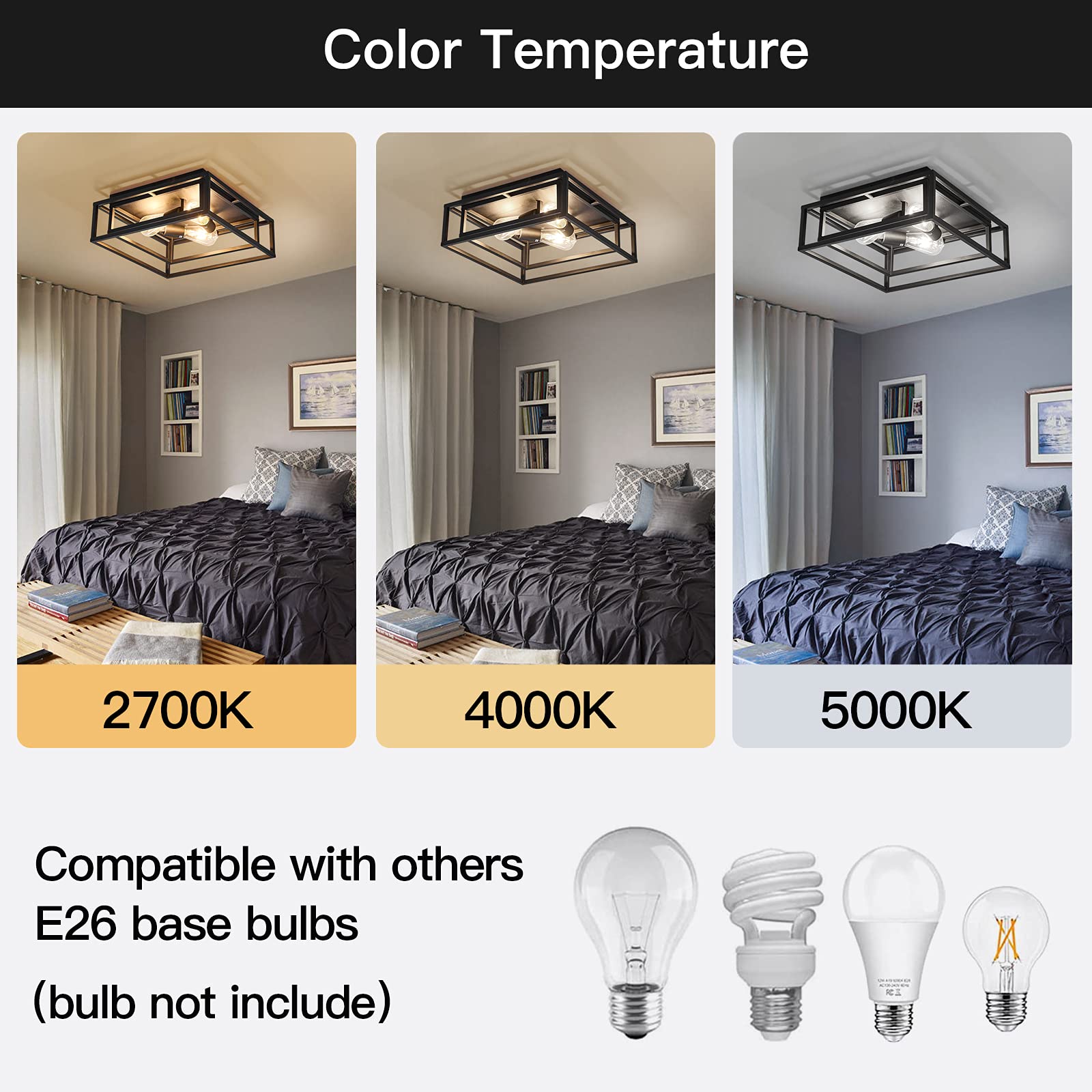 Zglaojt Black Flush Mount Ceiling Light Fixture