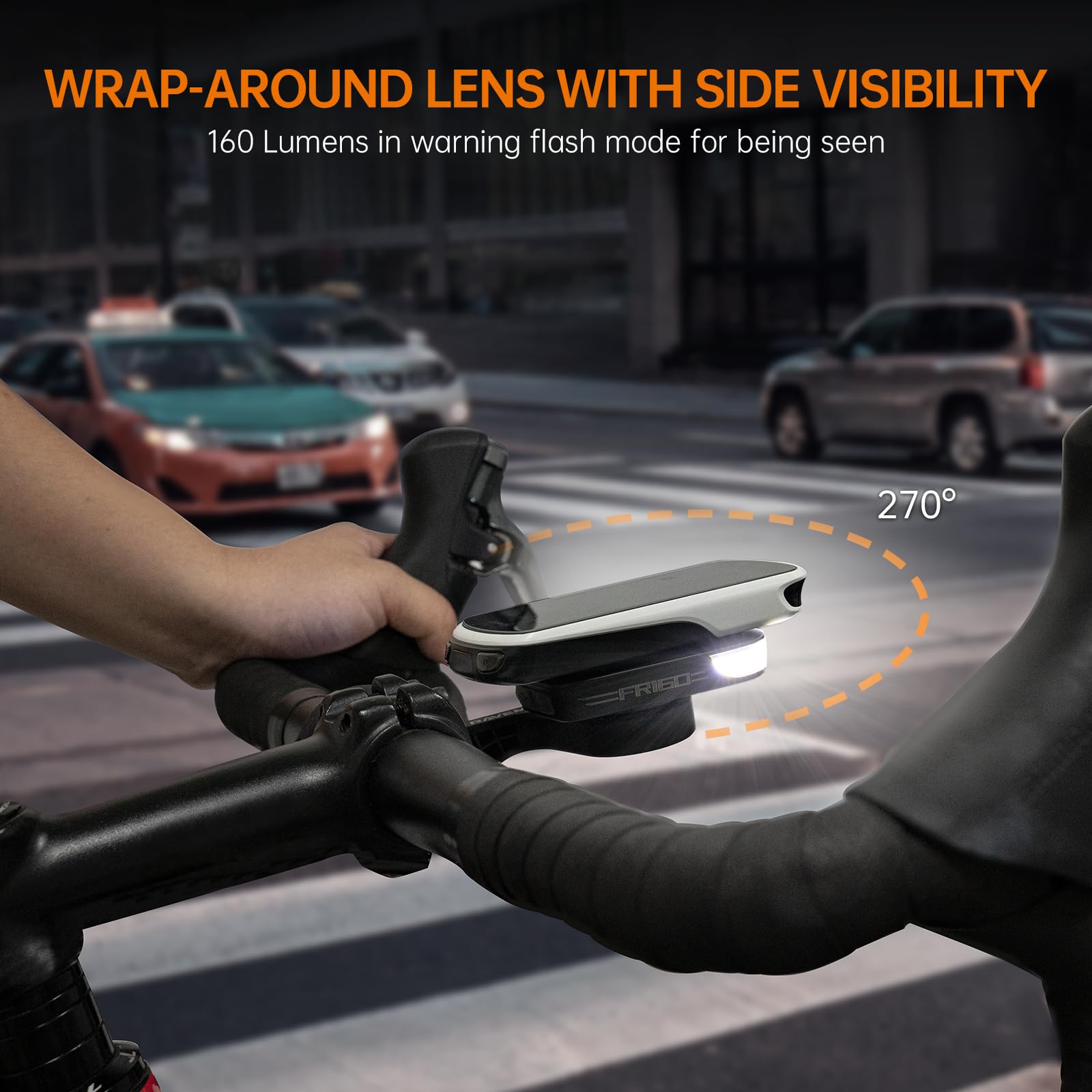 Ravemen Fr160 Compatible With Garmin Bike Computer, Bike Light For Being Seen, Compact Flashing Light For Bike Safety With 6 Modes, Side Visibility (Patent Protected)