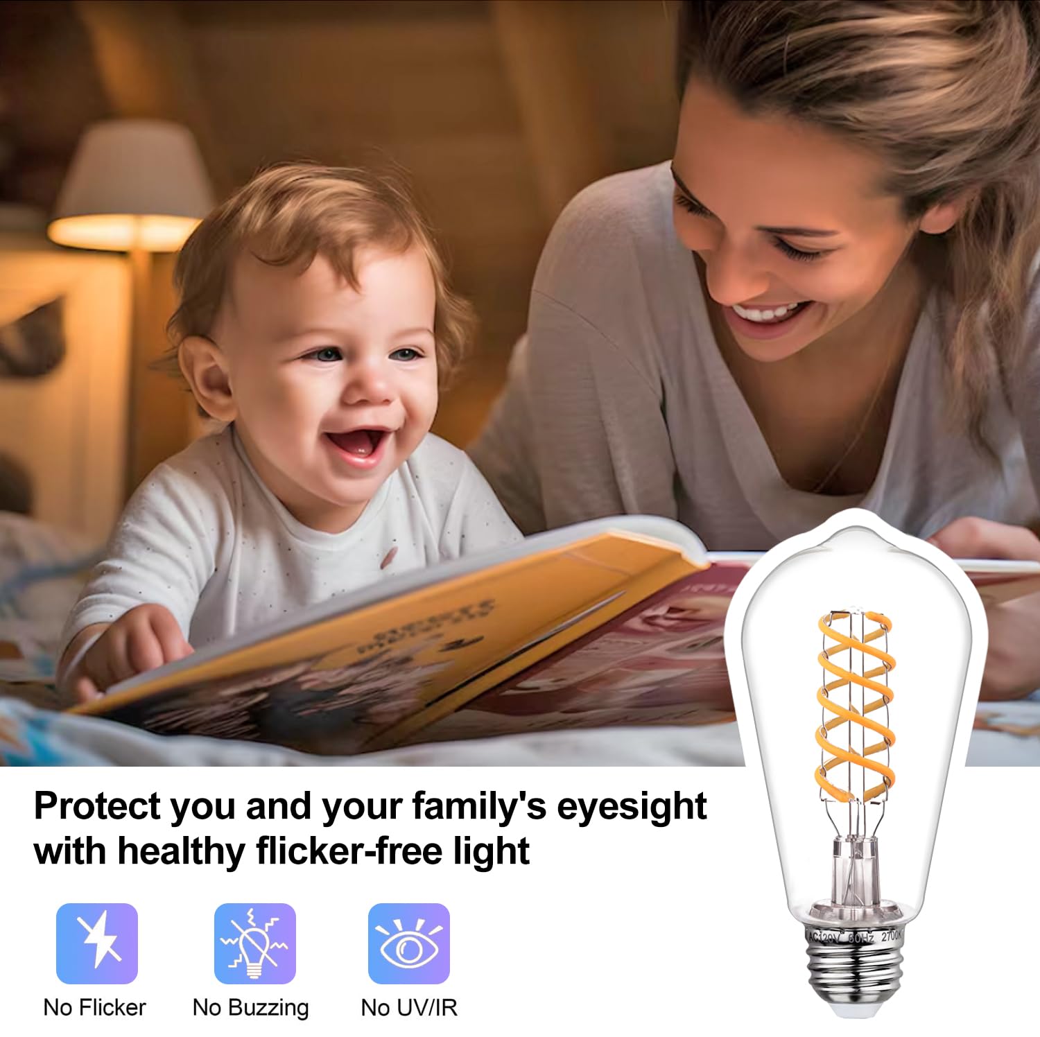 Tiadio St19/St58 Led Edison Bulbs, Warm White 2700K Vintage Light Bulbs, E26 6W Led Bulb Dimmable 600Lm, Antique Decorative Fila