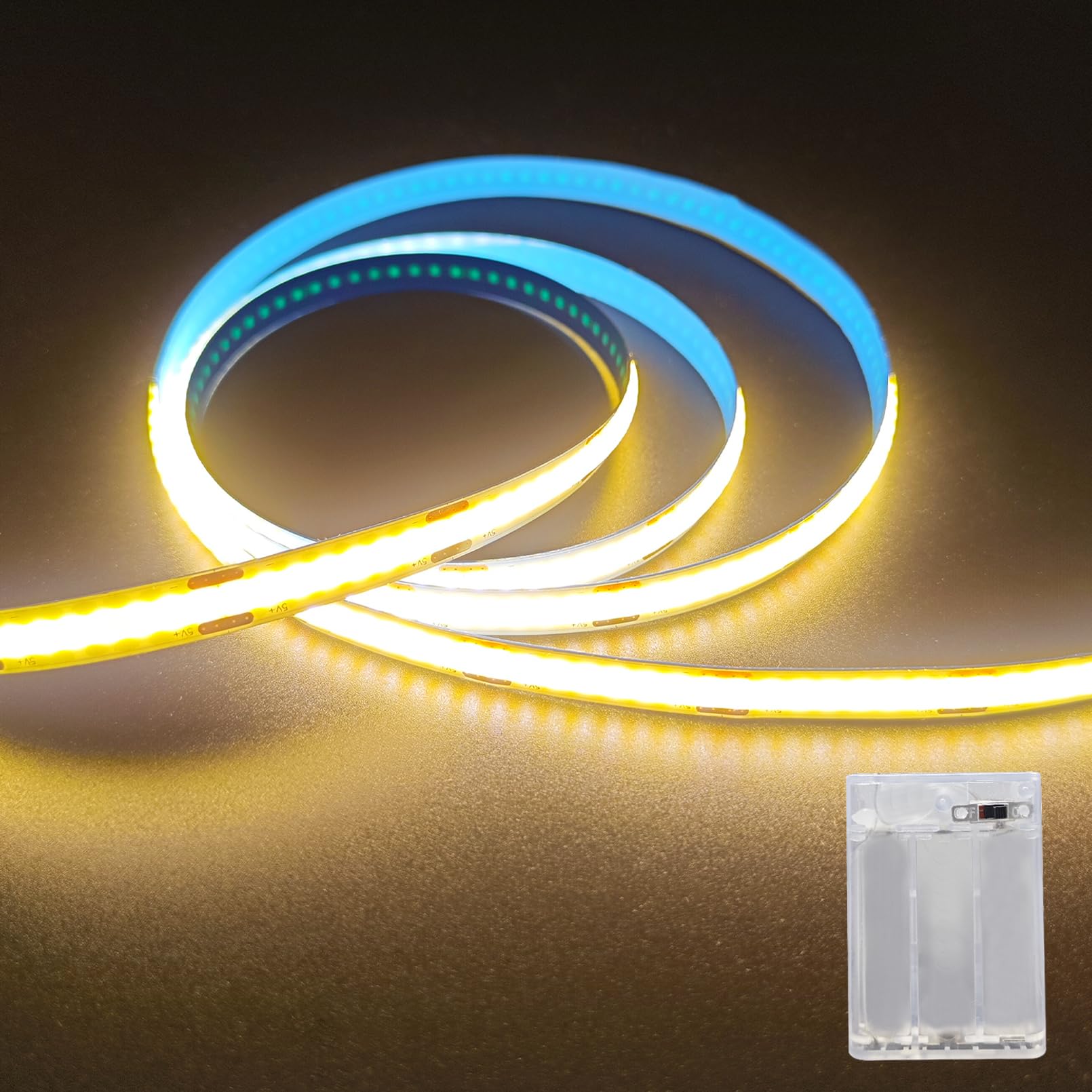 ZSLAIFU Battery Powered LED Band Lights  3.3FT COB LED Band Light  Battery Operated LED Lights  Warm LED Band Lights Battery Powered for Closet  Cabinet  Shelf  Kitchen  DIY Lighting