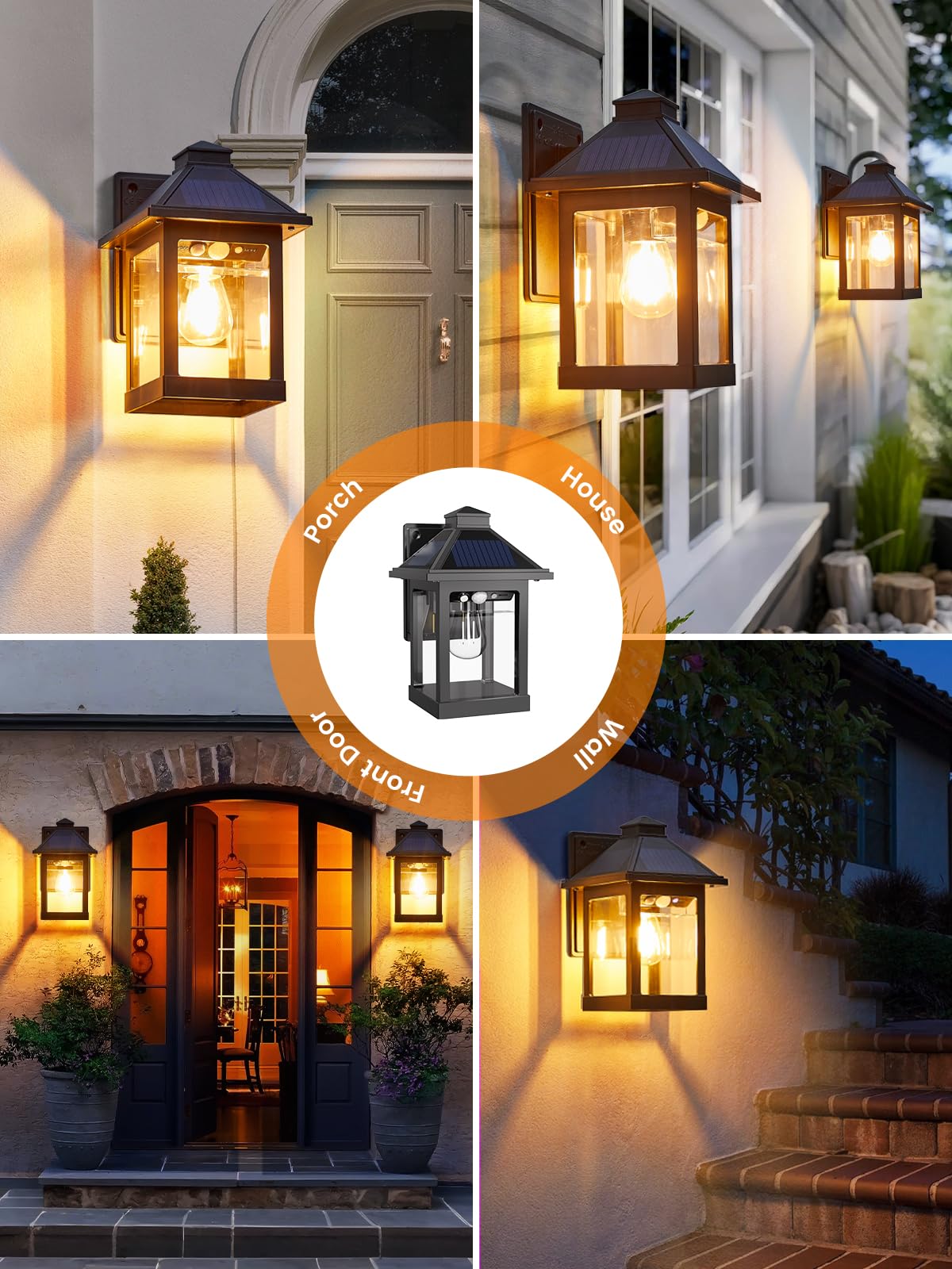LUHLEE Solar Porch Lights - Motion Sensor, IP65 Waterproof, 1 Pack (5.72"L x 8.7"H), Black, Ideal for Outdoor Use