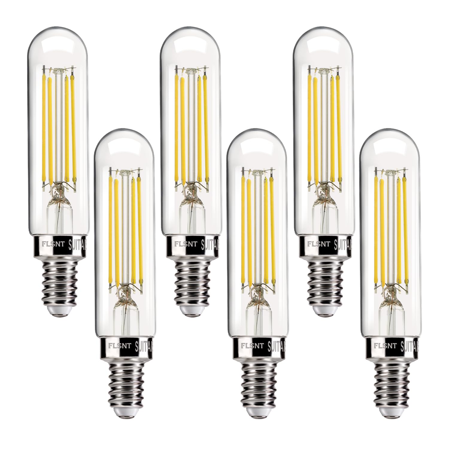 Flsnt Dimmable T6/T25 Edison Led Bulbs 60W Equivalent E12 Candelabra Base 5000K Daylight White 500Lm 5.5W Decorative Edison Bulb