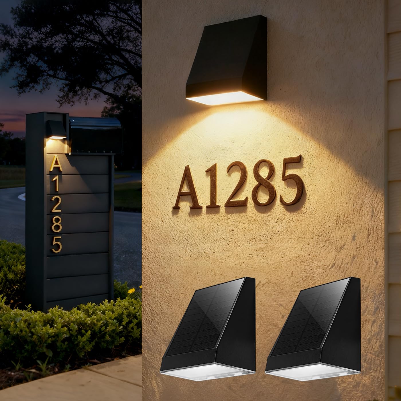 Solar Mailbox Lights 3500K Wall Light Waterproof IP65 Dusk to Dawn Downlight Sconce for Address, Sign, House Number, Post, Fence