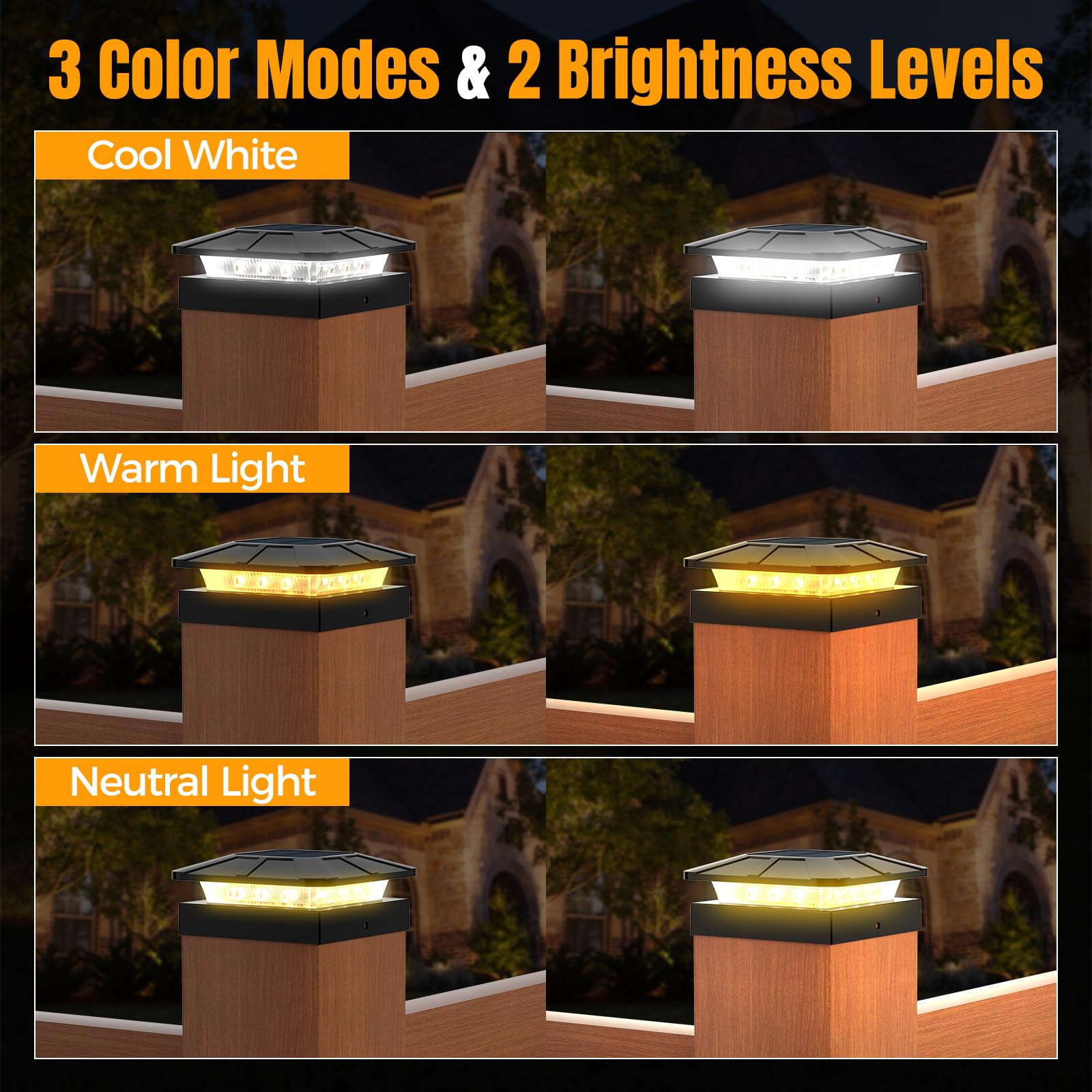 Flaow 4X4 Solar Post Cap Lights Outdoor [12 Pack Waterproof Ip65]  3 Lighting Modes For Fence Deck Patio Garden Decor  Dusk-To-Dawn Solar Powered Post Lights Fit 4X4 Wood/Vinyl