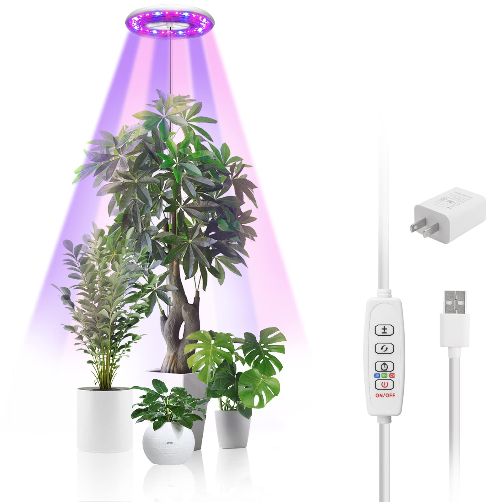 Probapro Plant Grow Light,72 LEDs Grow Light for Indoor Plants,5000K Full Spectrum Plant Light,10-Level Dimmable,Auto ON & Off T