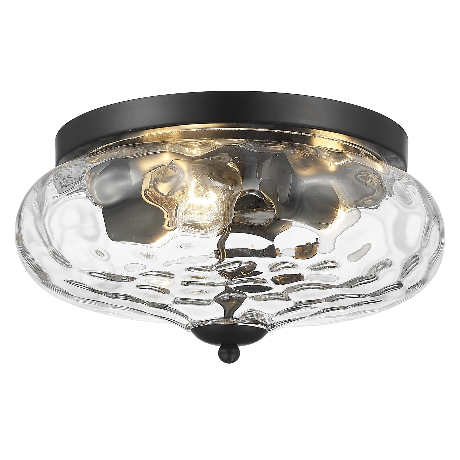 Darkaway Large Ceiling Light Fixtures, 3-Light Flush Mount Indoor Outdoor Ceiling Light with Water Ripple Glass Shade for Hallwa