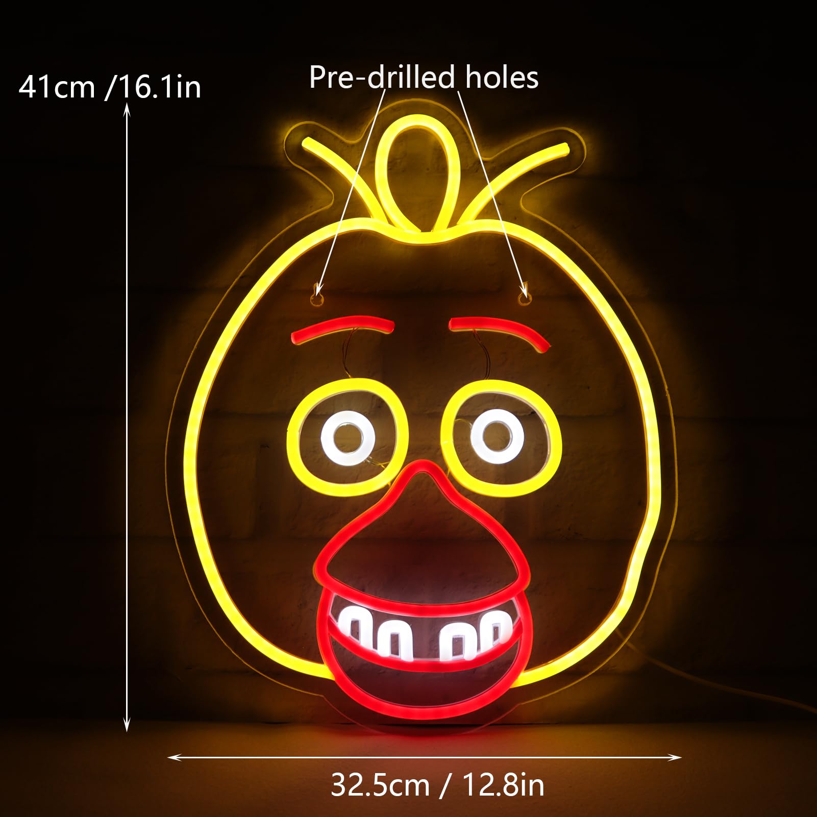 AHlove Five Nights at Freddy's Chica LED Neon Sign Wall Decor 16.1x12.8 Inch Neon Lights for Bedroom, Kids Gifts