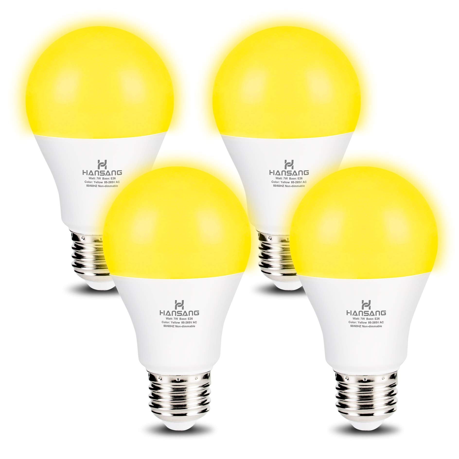 Hansang A19 Led Bug Light Bulb Yellow Color Bulb,7 Watt (60W Equivalent) E26 Medium Base Outdoor Porch Lights, Amber Bedroom Nig
