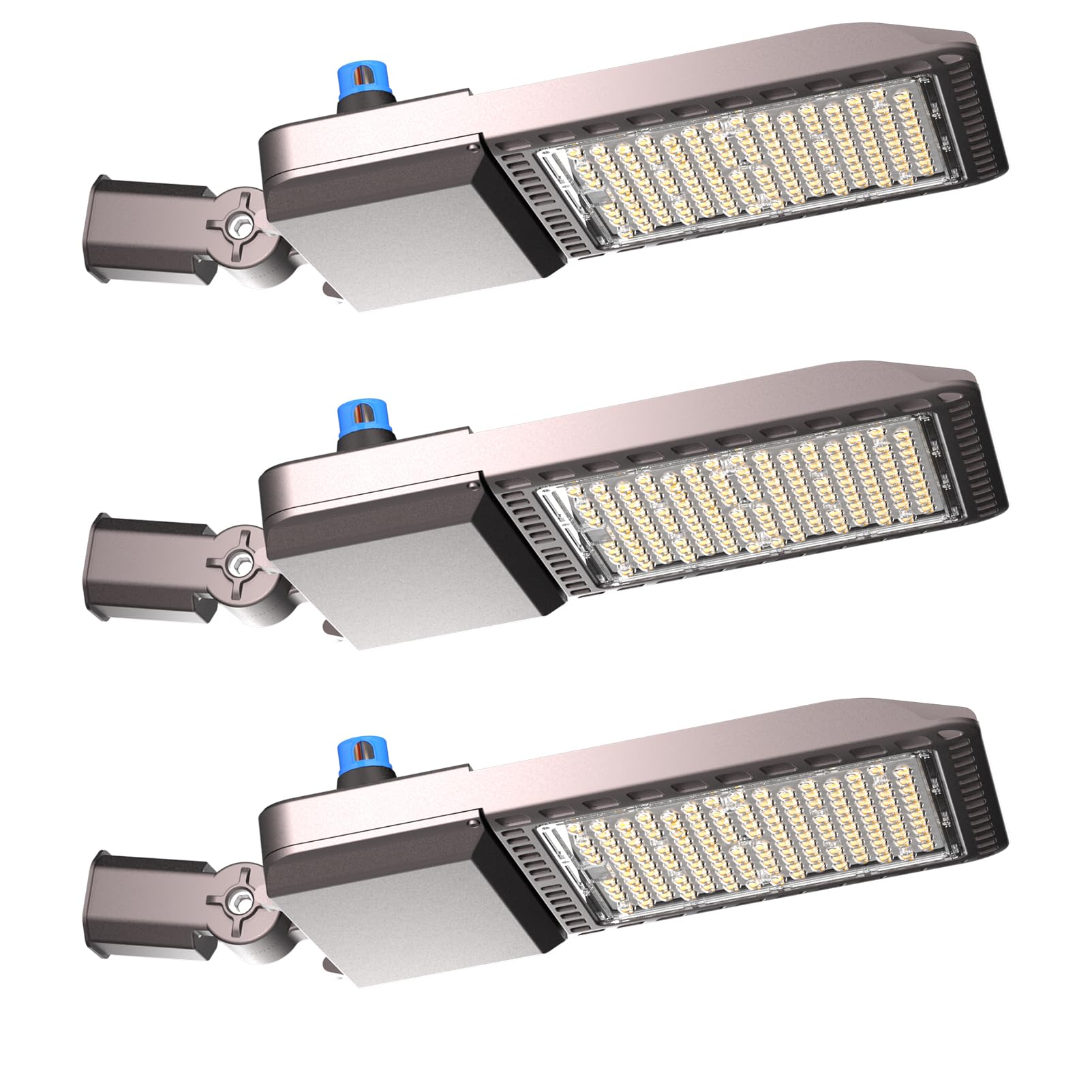 3Pack 320W Led Parking Lot Lights 44800Lm (Eqv.1200W Mh/Hps) 5000K Led Parking Lot Lighting Pole Mount With Smart Photocell & Slipfitter Mount (Coverage: 66~110Ft At Height:30~50Ft)