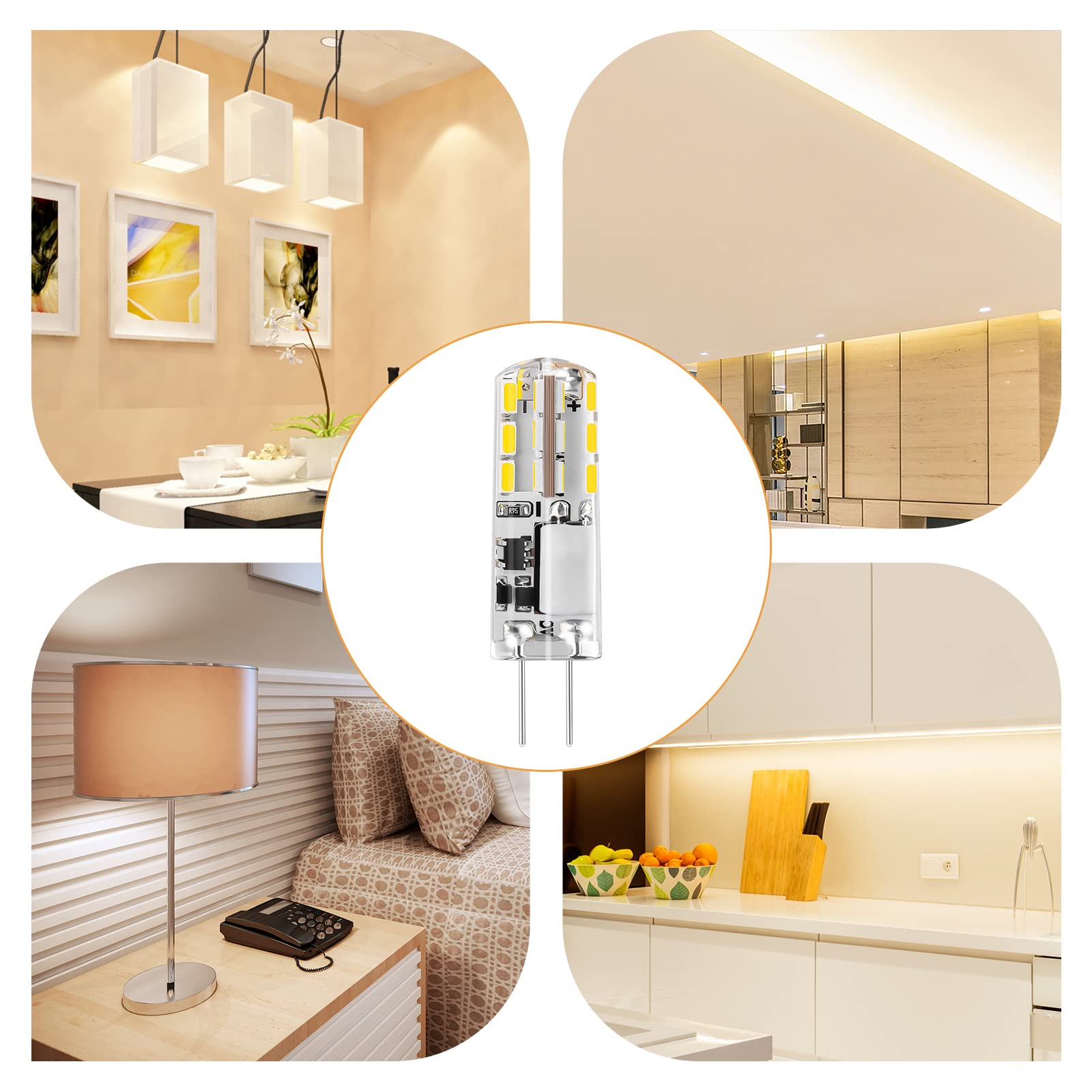 I-Shunfa G4 Led Bulb T3 Jc Bi-Pin Base, 12V Ac/Dc, 1.24W, 93Lm, 6000K Cool White, Flicker-Free, Energy-Saving, 30,000 Hour Lifes