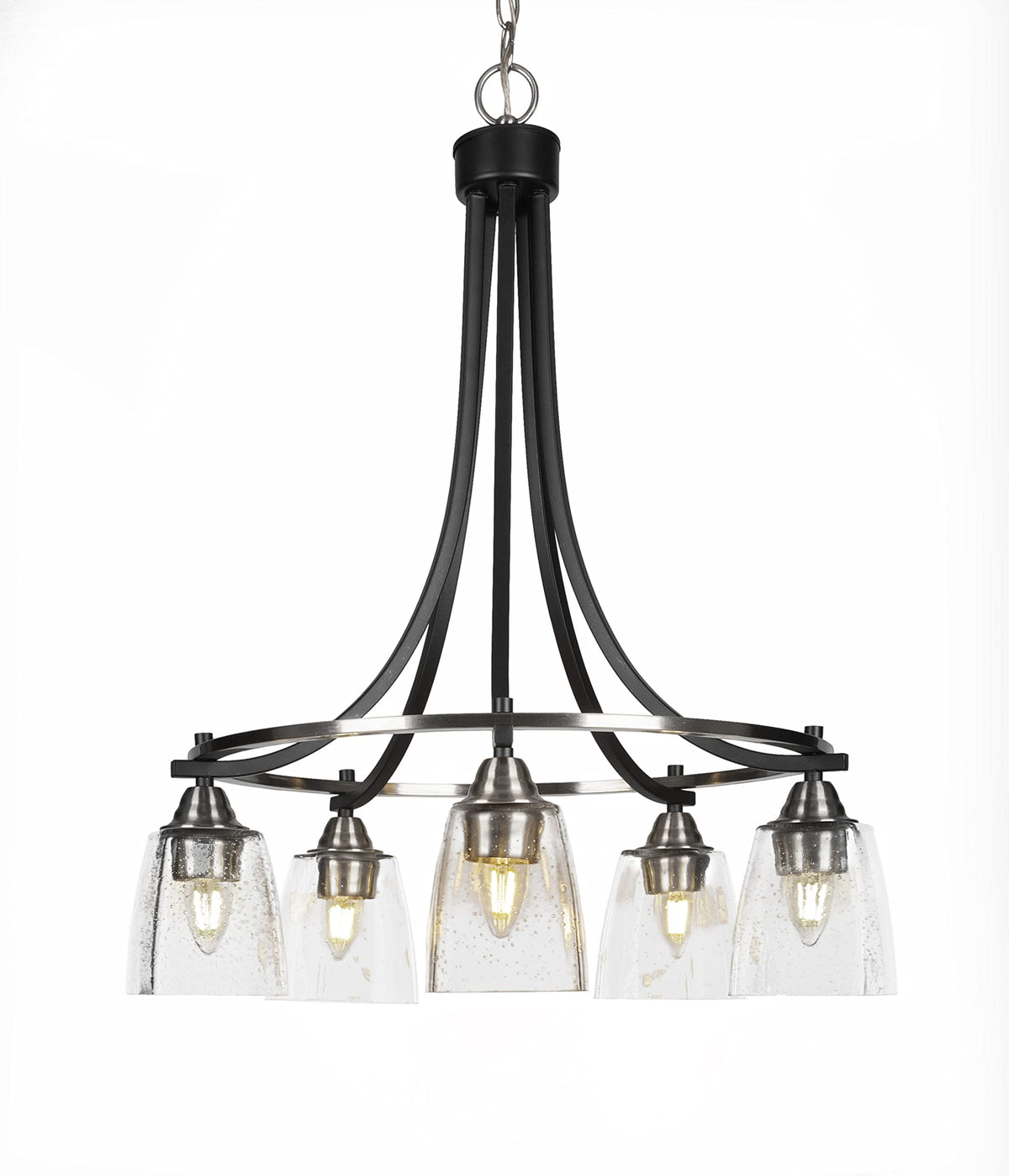 Toltec Lighting Paramount 5 Light Chandelier in Matte Black & Brushed Nickel (3415-MBBN-461)