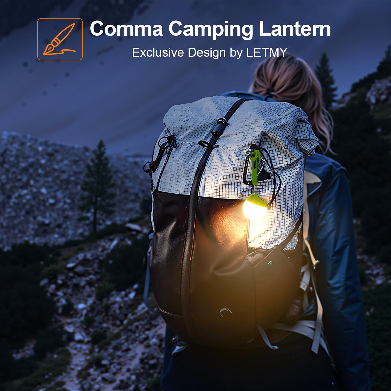 LETMY Rechargeable Camping Lanterns, 4 Pack, 150LM LED, Waterproof, Lightweight 20g, Dark Color, Model SCL005