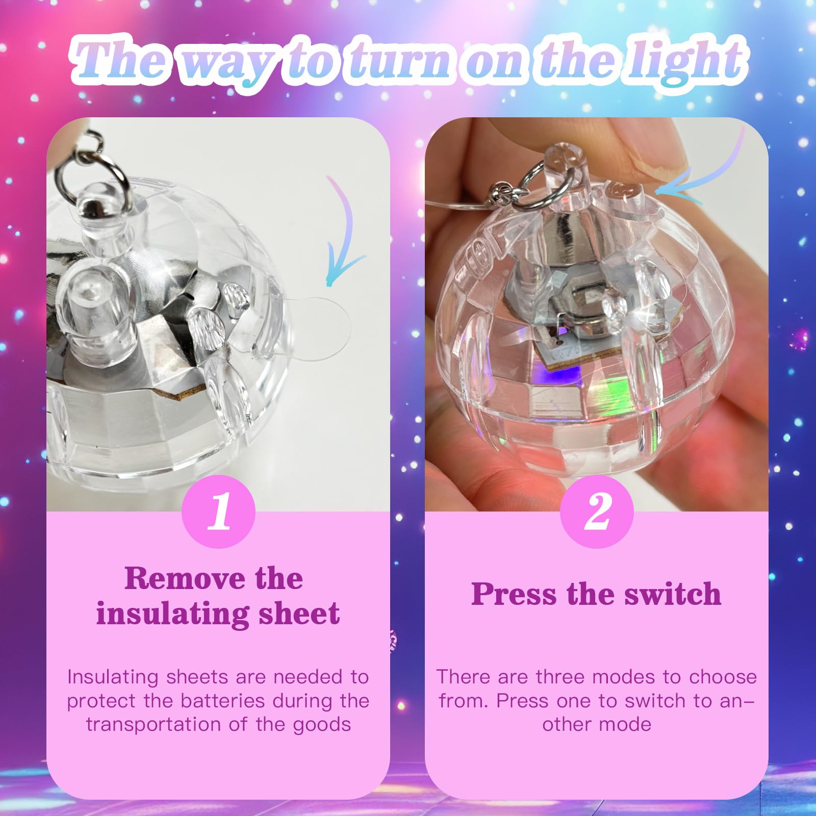 Bnsikun Disco Ball Earrings - Light Up Dangle Jewelry with 16 Modes, Multicolor, Acrylic for Festivals and Parties