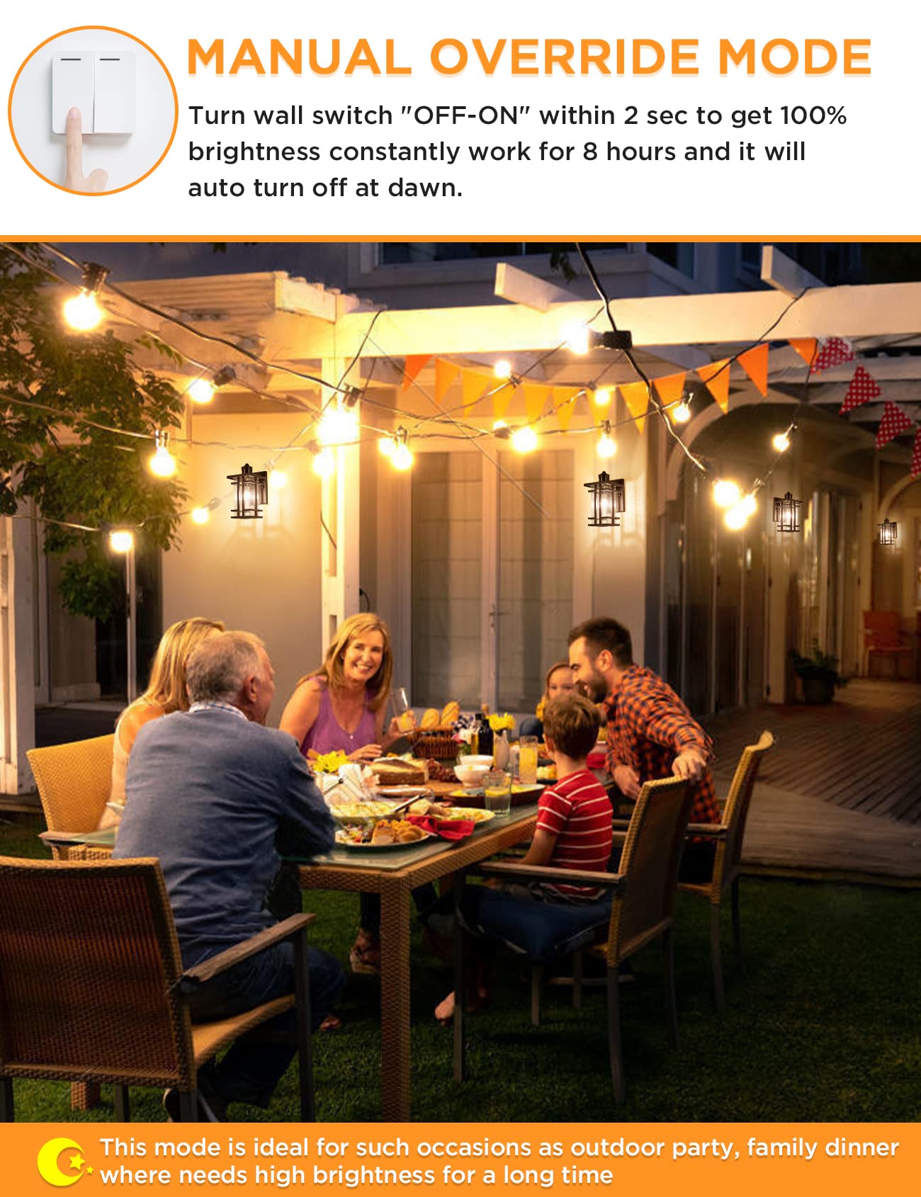 Vocldfa Motion Sensor Outdoor Wall Light - Ip65 Waterproof, 3 Modes, Seeded Glass, Black