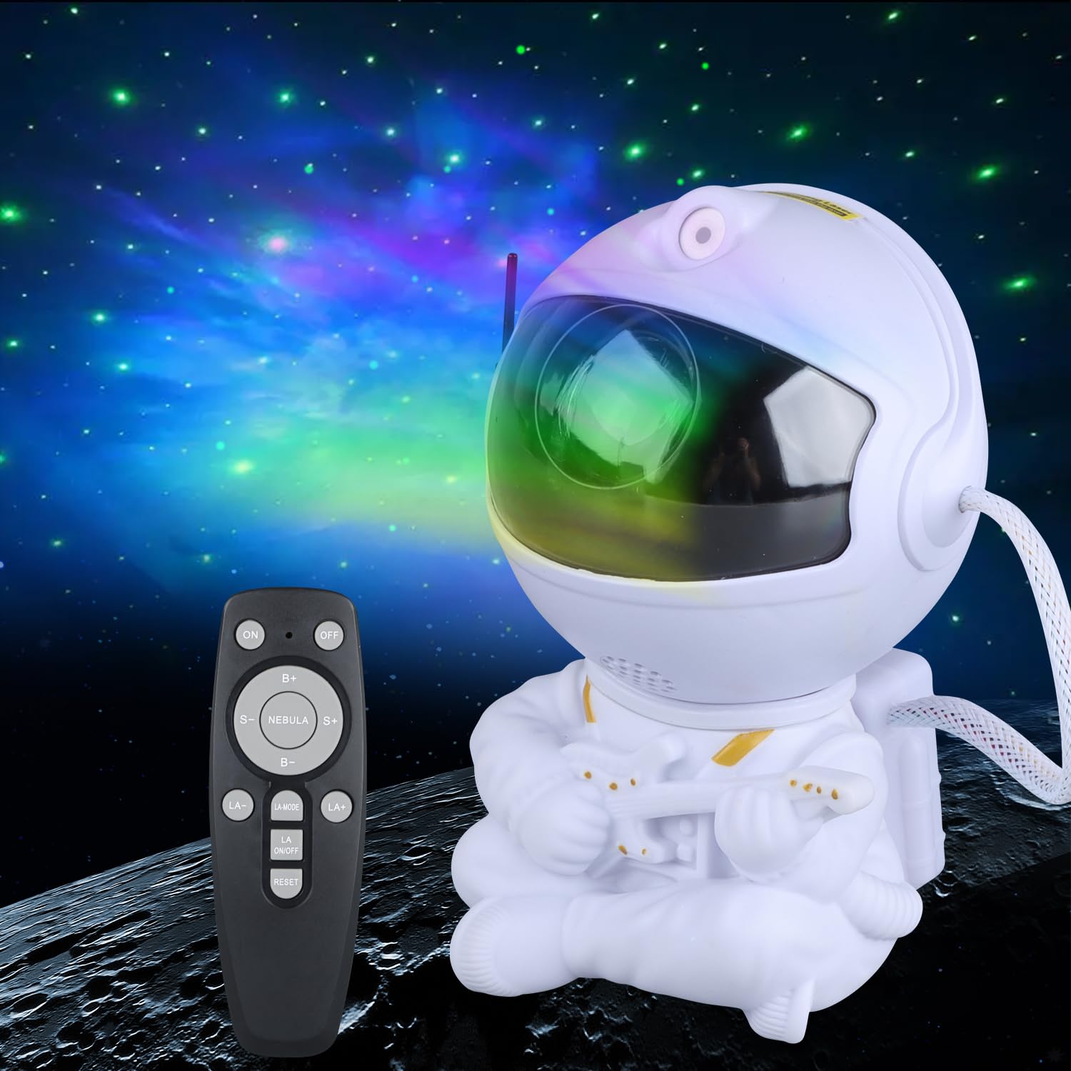 YXQUA Astronaut Star Projector - 8 Modes, 270° Adjustable LED Lights, White Guitar