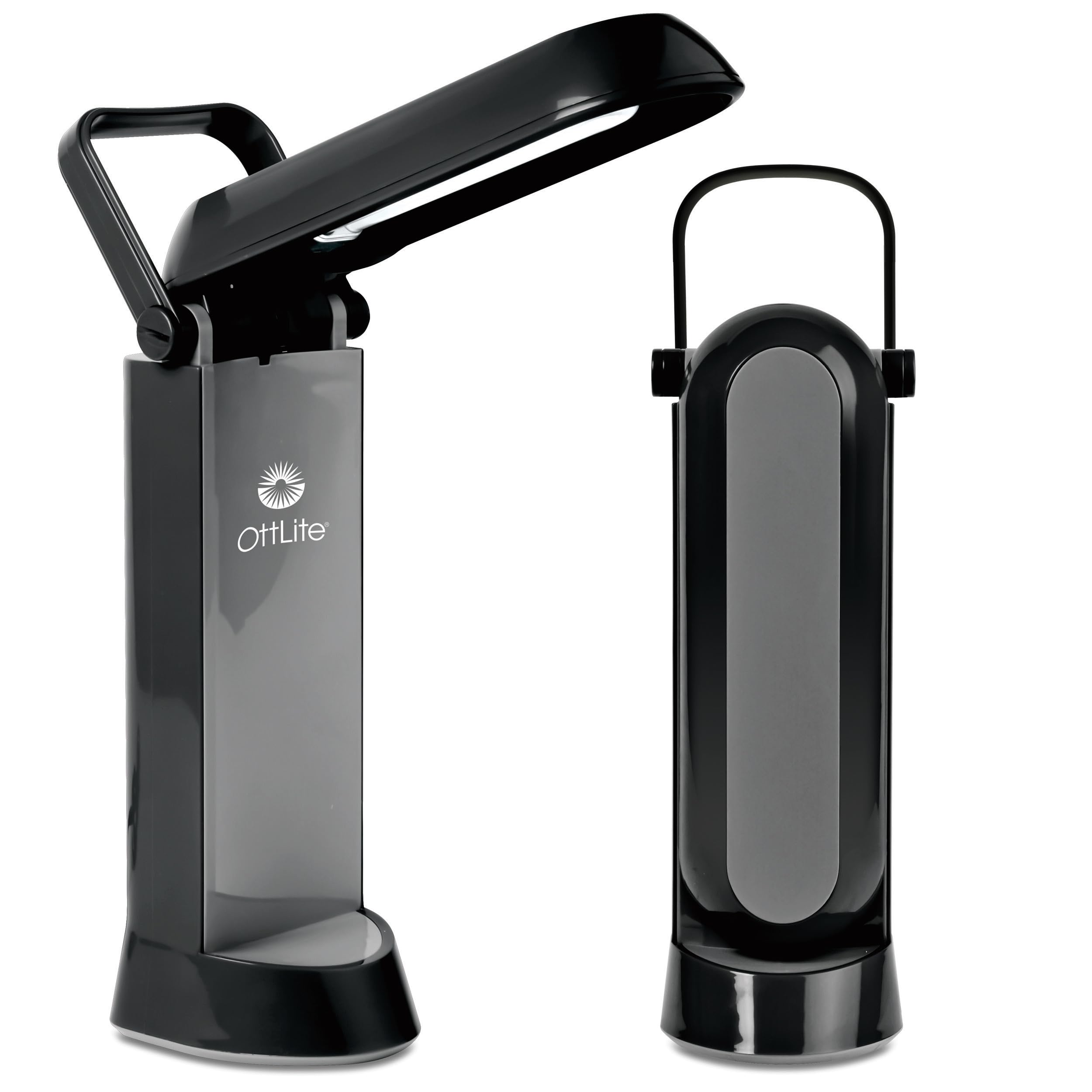 OttLite Folding Task Lamp, Black - Multi-Position Shade, Fold-Up Design, Portable Handle, Low Heat, Low Glare Illumination, Fits