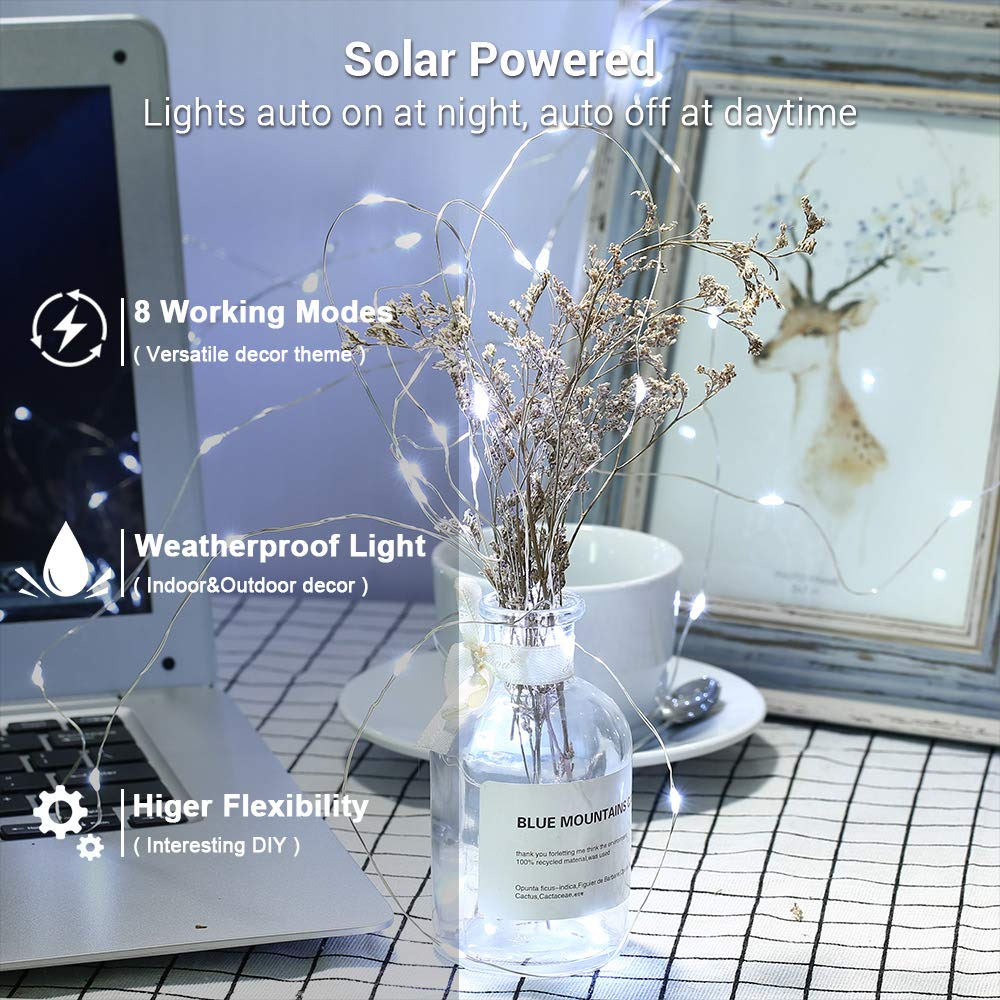 Brizled Outdoor Solar Fairy Lights, 132FT 400 LED, 8 Modes, 2 Pack, Cool White, Waterproof