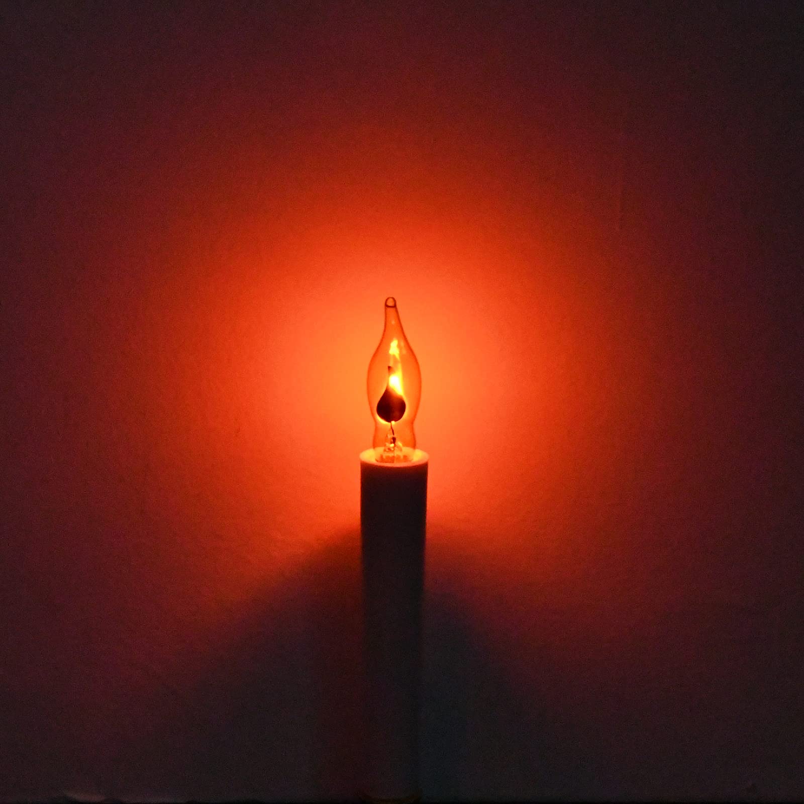 SUNSGNE E12 Flickering Flame Night Light Bulbs, C18 Orange, 1Watt, 120 Volts, Glass, 12 Pack - Perfect for Halloween & Christmas Decor
