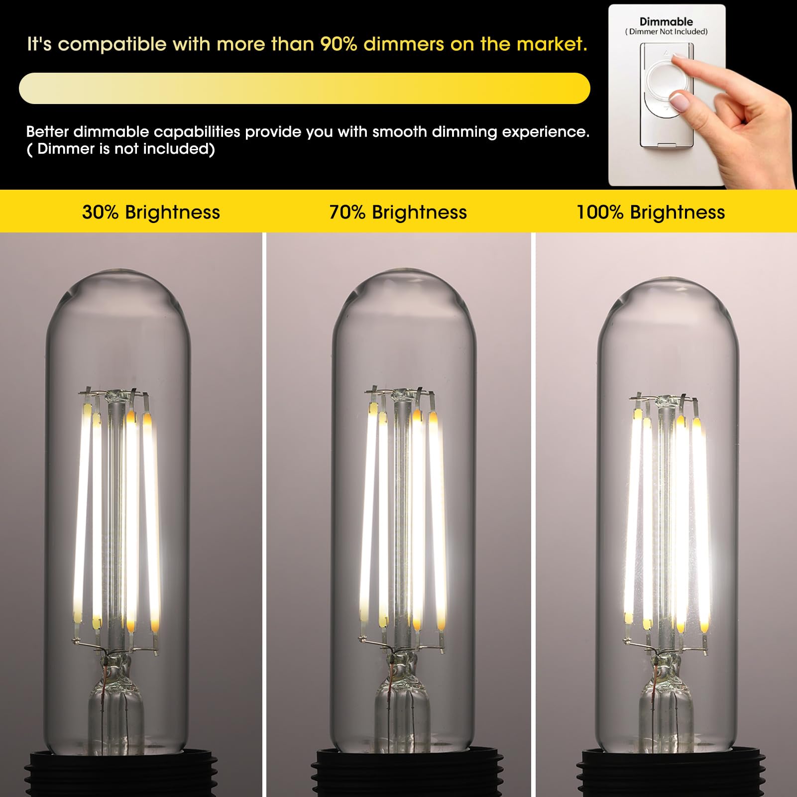 Gozelux E26 Led Bulb 6W Equal 60 Watt Light Bulbs Daylight 5000K E26 Edison Bulb Ac120V 750Lm Dimmable 5 Inch T10 Led Bulb Tubul