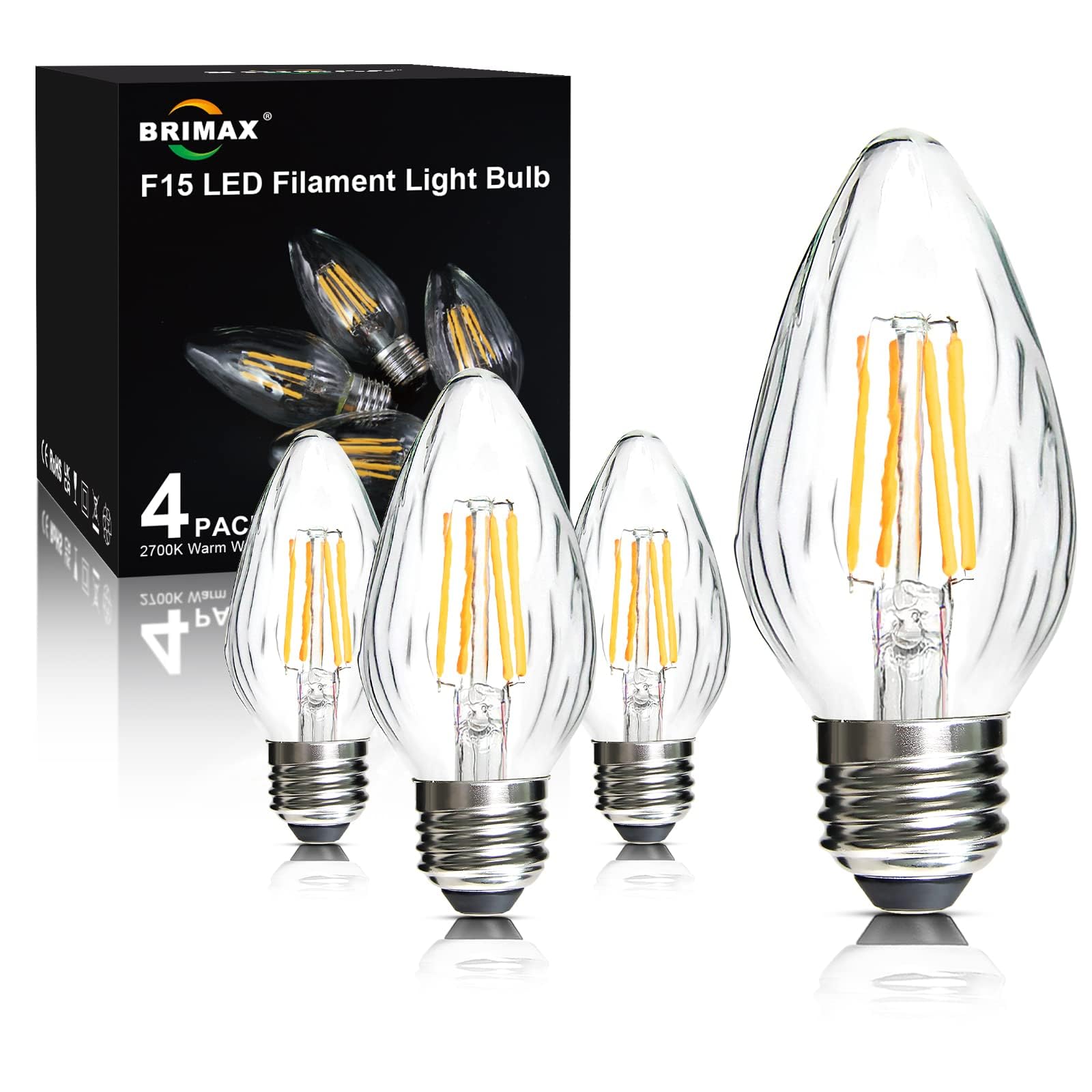 Brimax F15 4W Led Porch Light Bulbs, 2700K Soft White, Dimmable, E26 Base