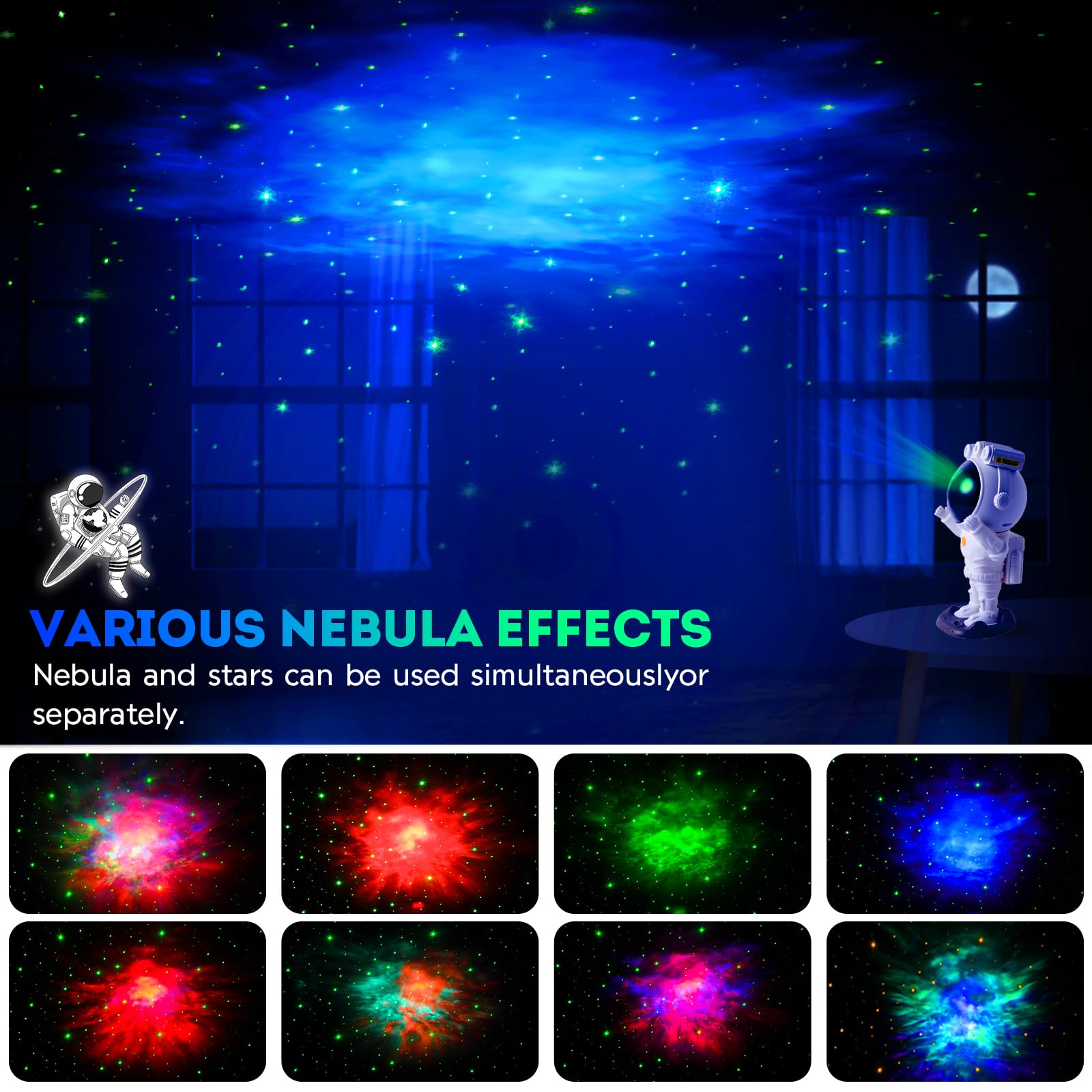 Astronaut Galaxy Projector,Starry Nebula Ceiling Lamp With Timer And Remote, Star Projector For Bedroom,Led Night Light For Kids,Gifts For Adults, Christmas, Birthday,Home Decor Aesthetic