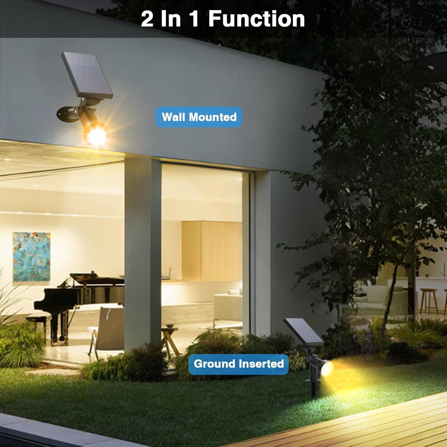 Hruuroo Outdoor Solar Spotlight, 30 Leds Solar Lights, Auto On/Off With 3 Modes, Ip65 Waterproof Landscape Lighting Garden,1Pack
