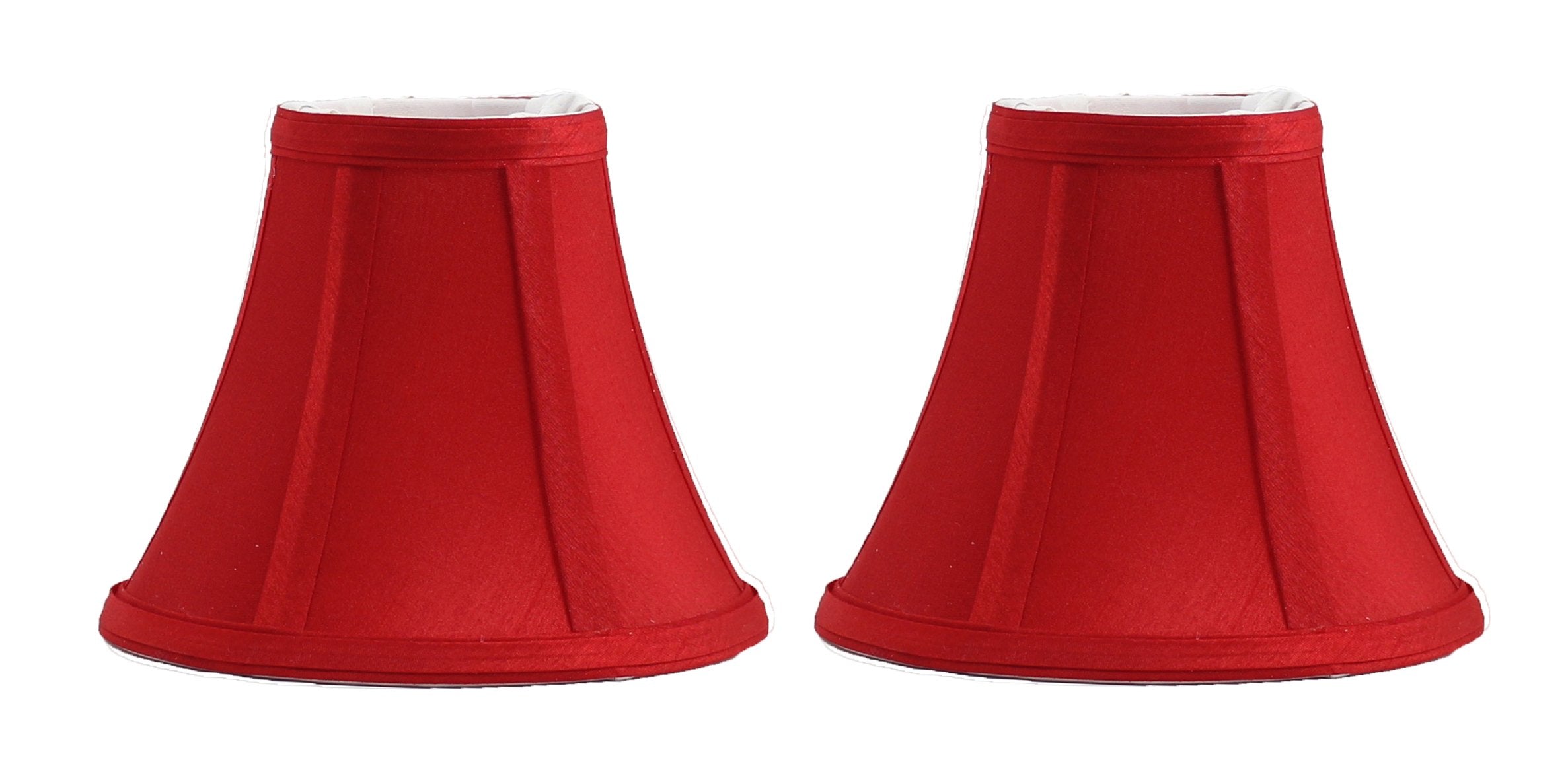Urbanest Christmas Red Silk Bell Chandelier Lamp Shade Set of 2, Clip-on, 3-inch x 6-inch x 5-inch
