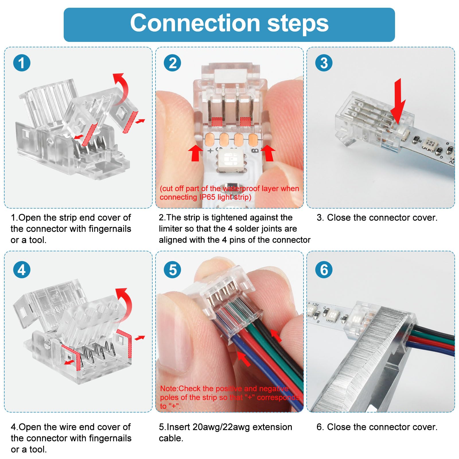 Rgbzone 25Pcs 4 Pin 8Mm Led Strip Connectors Gapless Solderless Led Strip To Wire Quick Connection For 8Mm Wide 5050/3528 Smd Rg