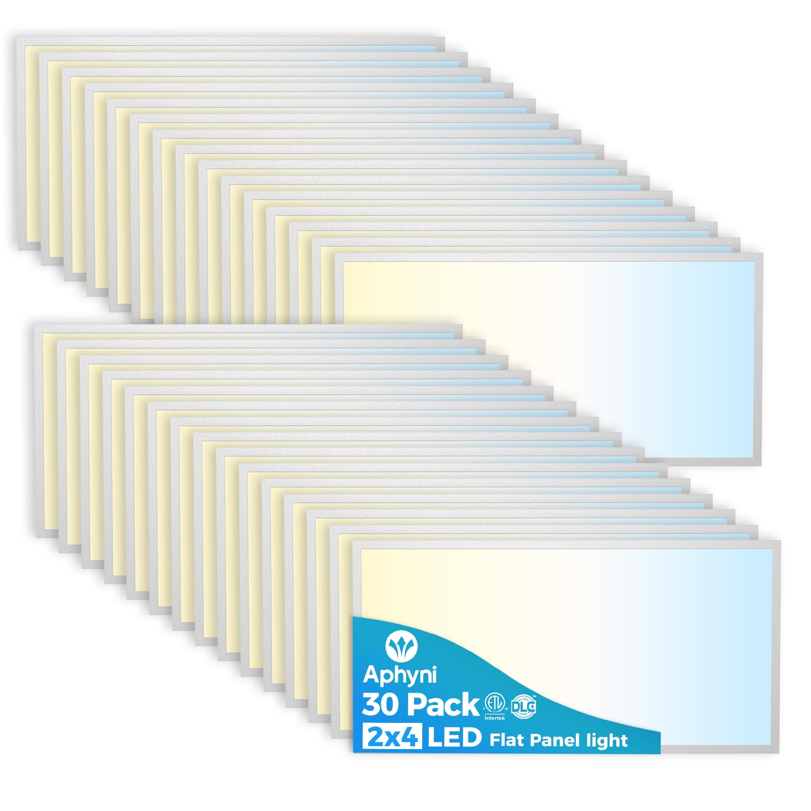 Aphyni 30Pack 2X4 Led Flat Panel Light, 50W 6600Lm Drop Ceiling Light Fixture, Selectable Color Temperature 4000K/5000K/6000K, 5