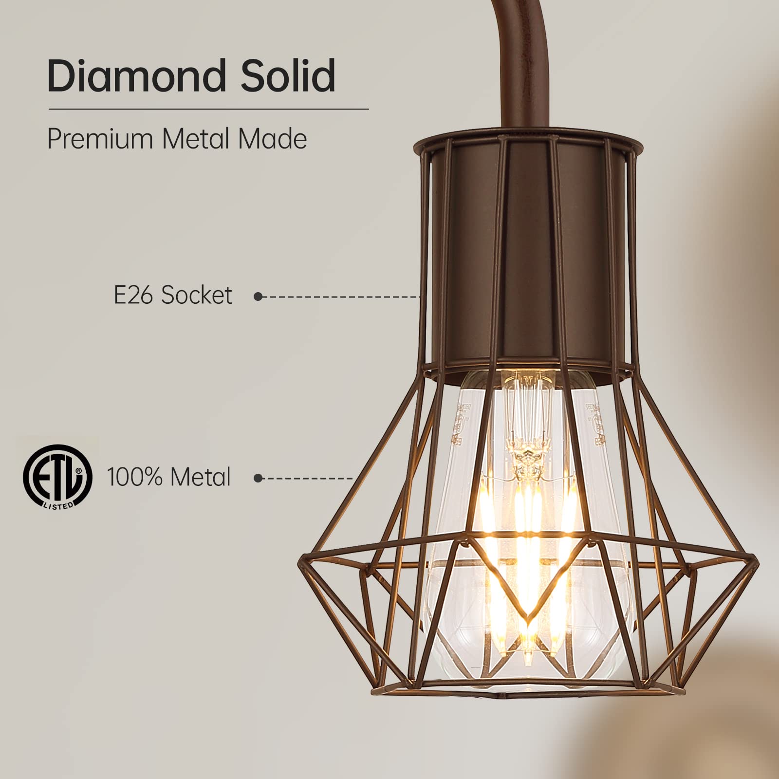 Boostarea Floor Lamp,Industrial Floor Lamp,Standing Lamp With 6W Led Bulb,E26 Socket,On/Off Footswitch,Whole Metal,Modern Floor