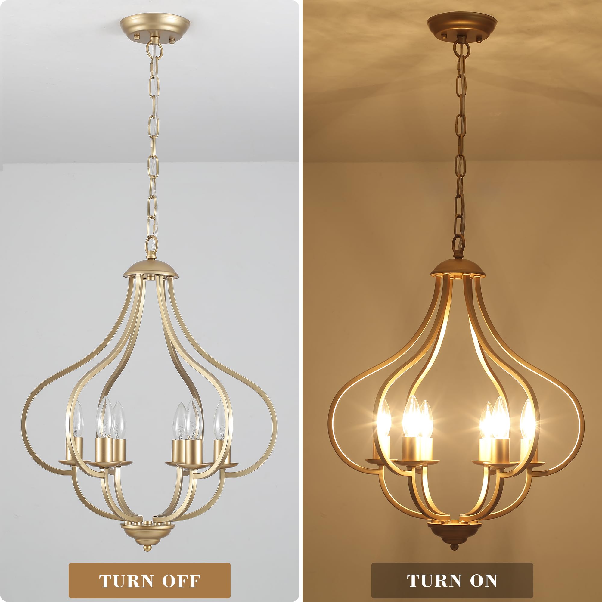 Yarlkav 6 Lights Vintage Farmhouse Light Fixtures  Pendant Lights Kitchen Island Lighting  Modern Kitchen Light Fixtures Over Table Gold Chandelier For Dining Room Hallway Entryway Bedroom Foyer