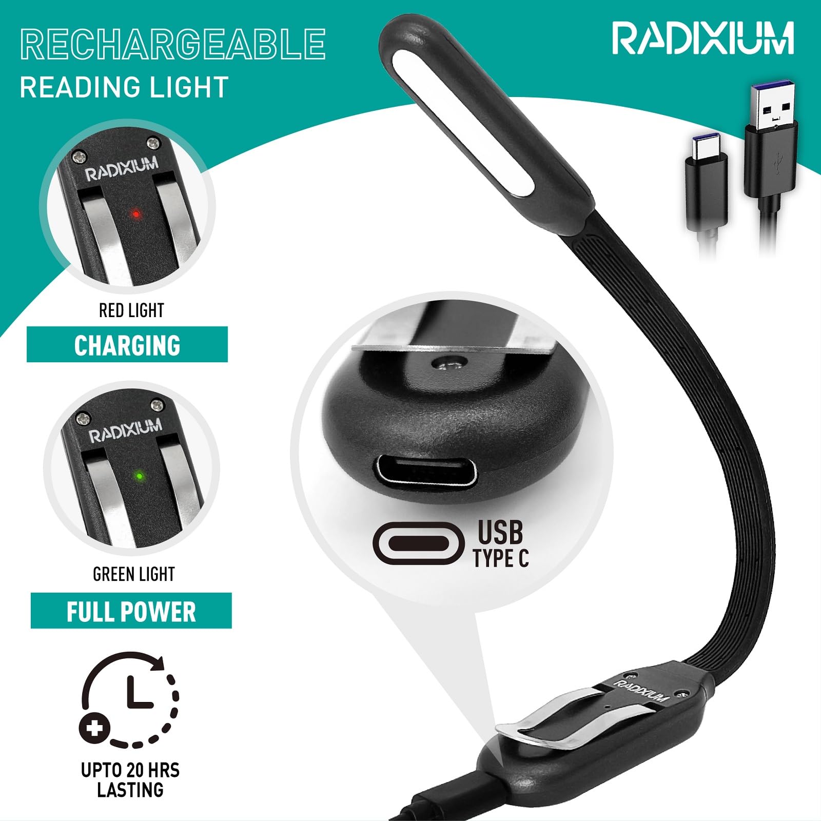 Slim Rechargeable Book Reading Light  Eye Caring Led With 4 Color Temperatures  Portable Clip On Book Light For Reading In Bed & Travelling. Prefect Elegant White Gift For Book Lover.(Black 2Pcs)