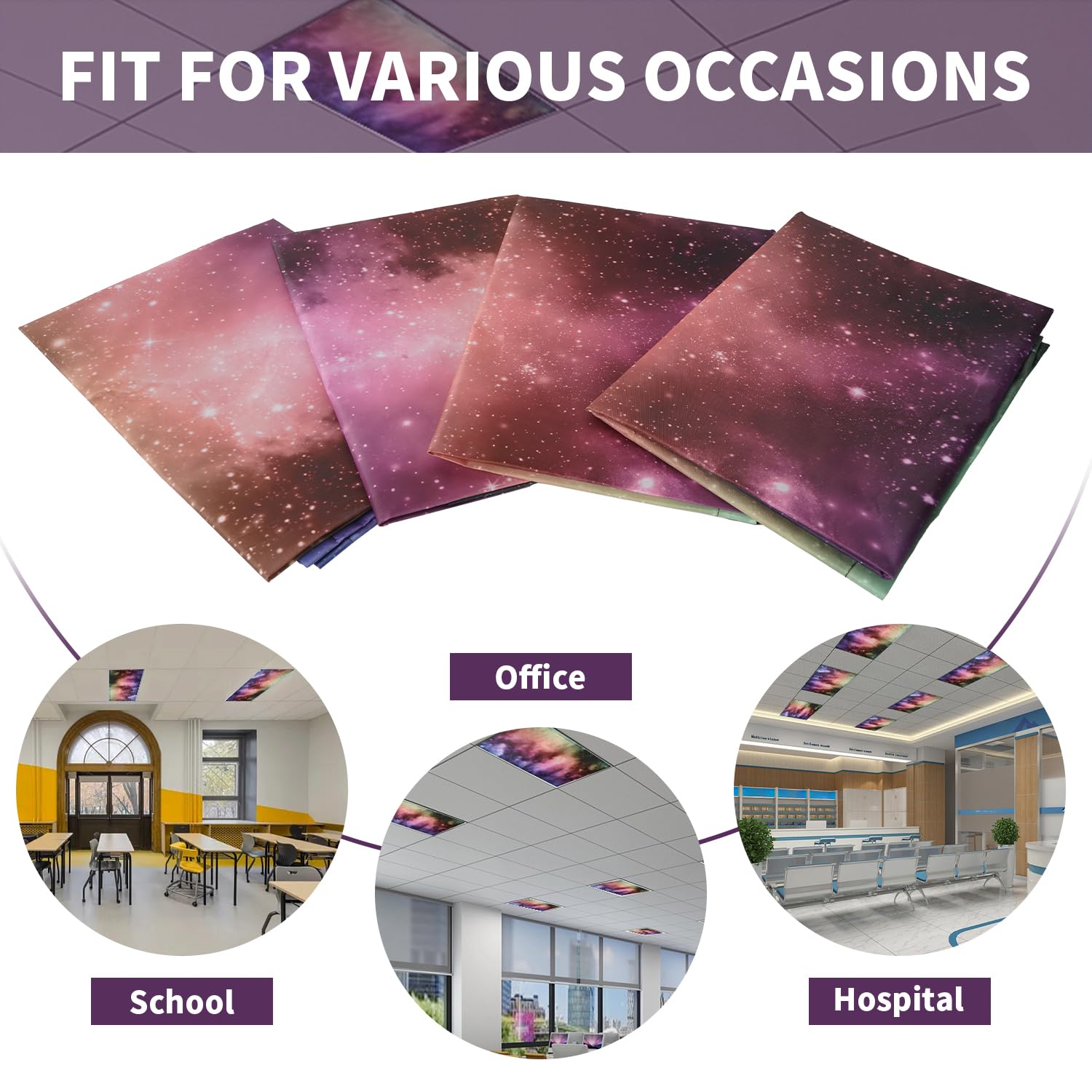 Molvyan 4 Pcs Fluorescent Light Covers for Ceiling Lights Classroom Office Magnetic Light Filters Light Diffusers for Reducing H