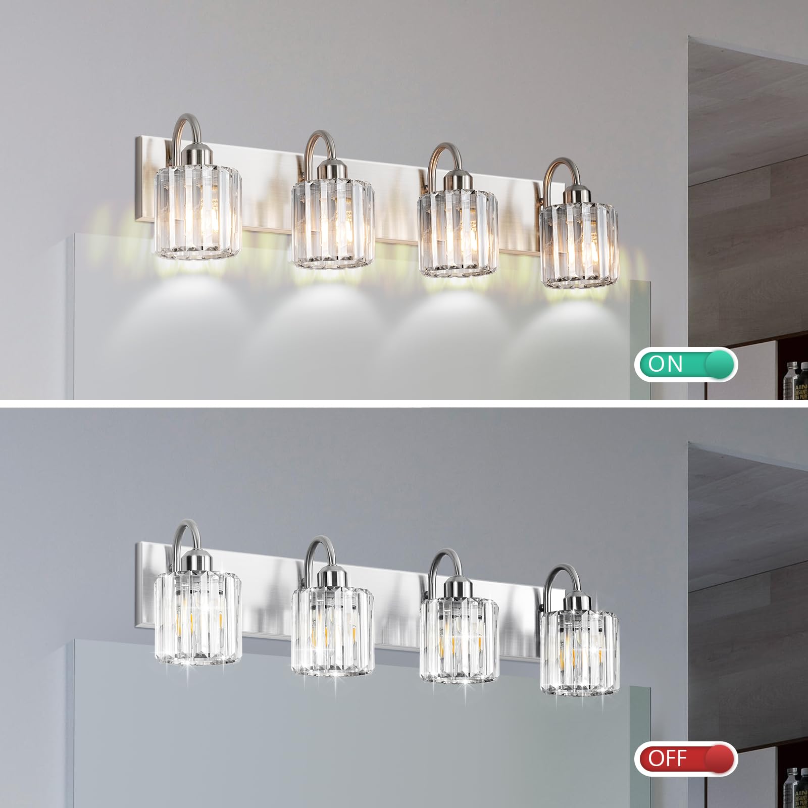 Valytime Bathroom Vanity Light, 4-Lights, Brushed Nickel, Stainless Steel Fixtures, Model 790832314900