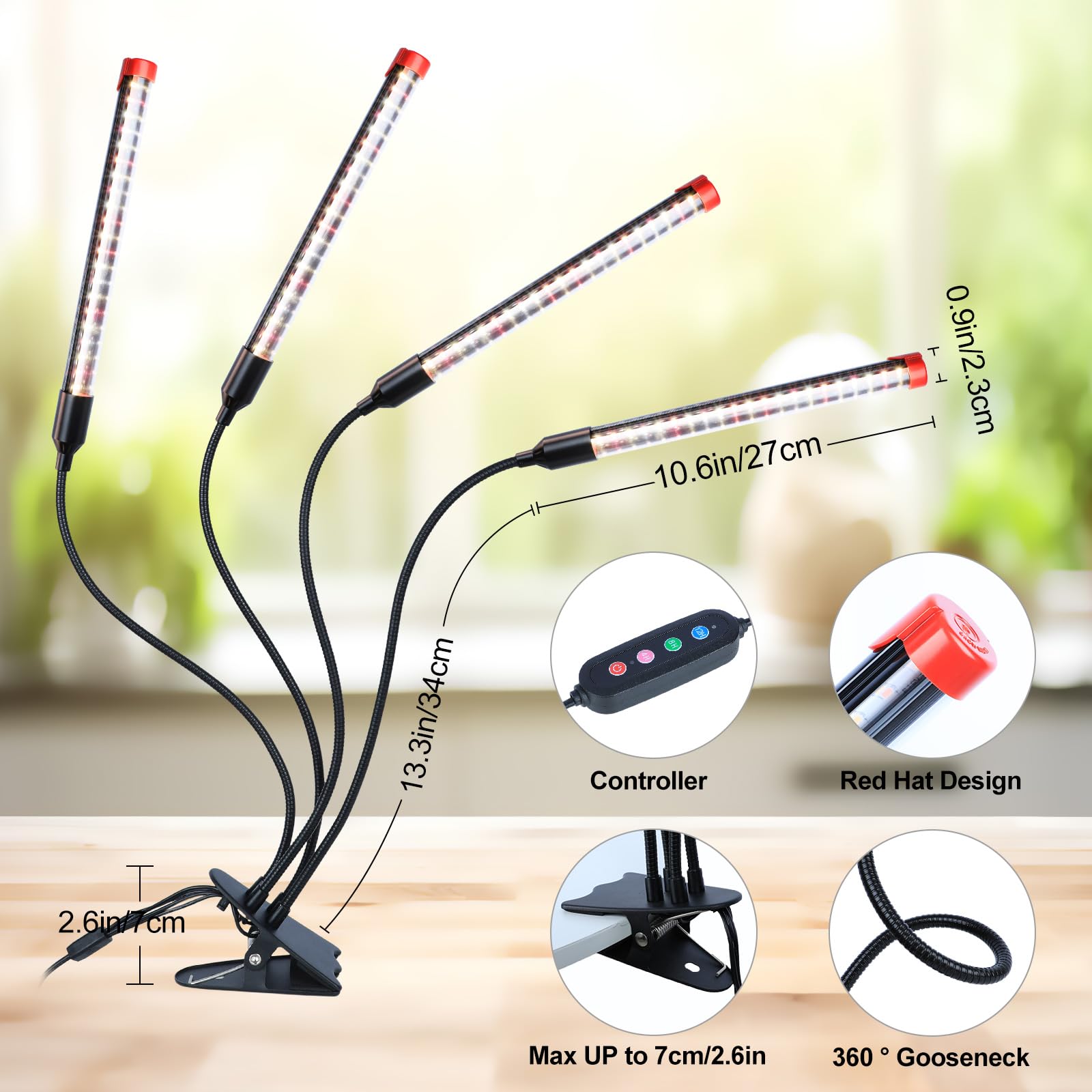 Gamechanger! 36W  Not 15W  4Head Strong Clip Grow Lights For Indoor Plants With Timer  Best Gift For Plants Lover  Led Plant Growing Lamp For Houseplants  Bonsai  Seed Starting  Seedlings  Veg  Flower
