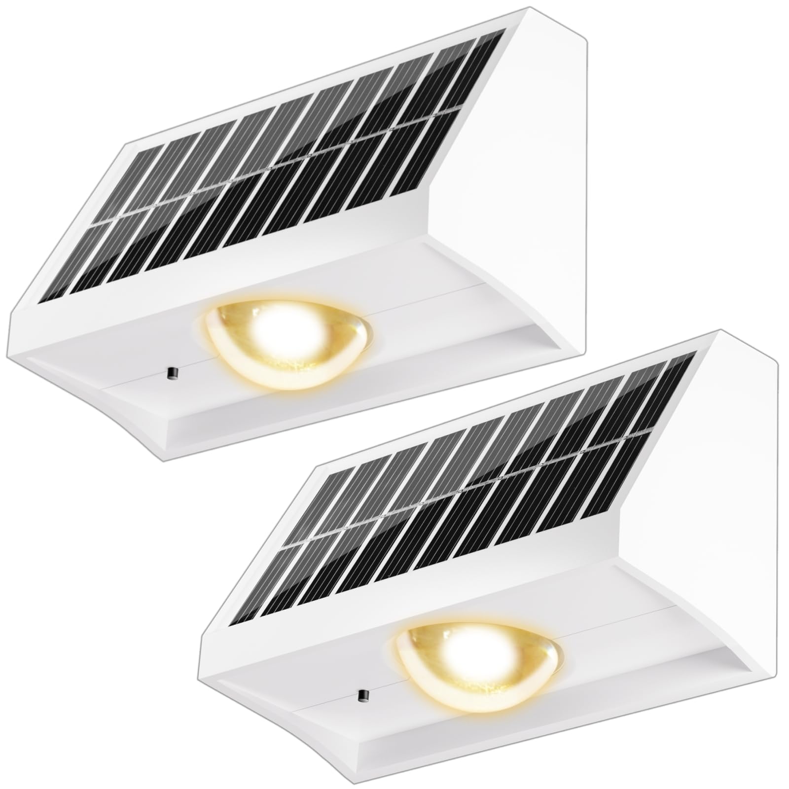 Solar Fence Lights Outdoor Waterproof High Brightness LED Spot Lens Deck Lights 7 Mode Warm & Cool White RGB Solar Powered Wall Lighting Decor for Outside Patio Step Backyard Railing - 2 Pack(White)