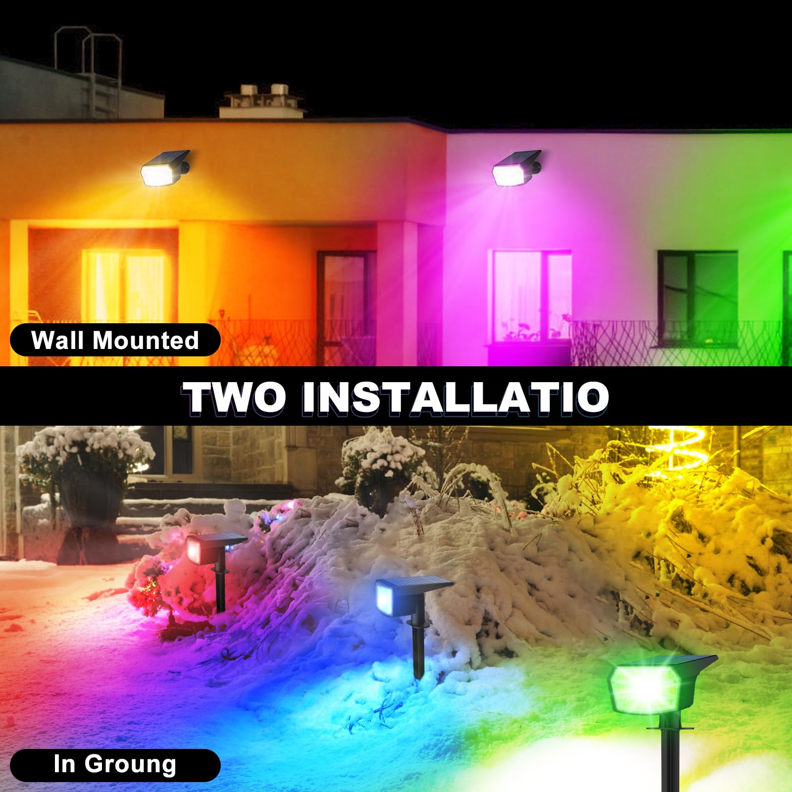 Axduwab Solar Color Changing Lights, 59Led Rgb, 9 Modes, Waterproof, 6 Pack Outdoor Spotlights